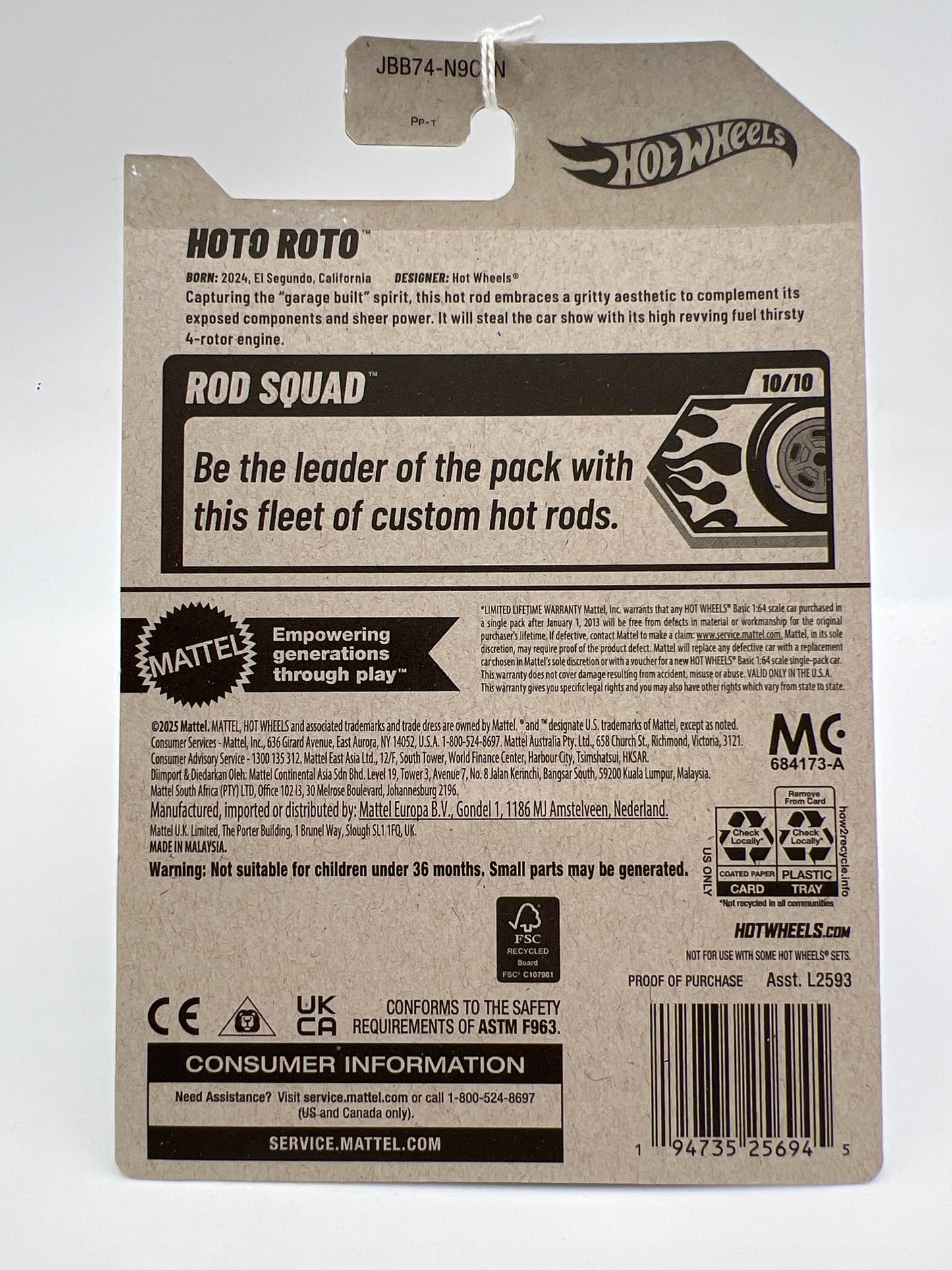 2025 Hot Wheels N Case Rod Squad #158 Hoto Roto White