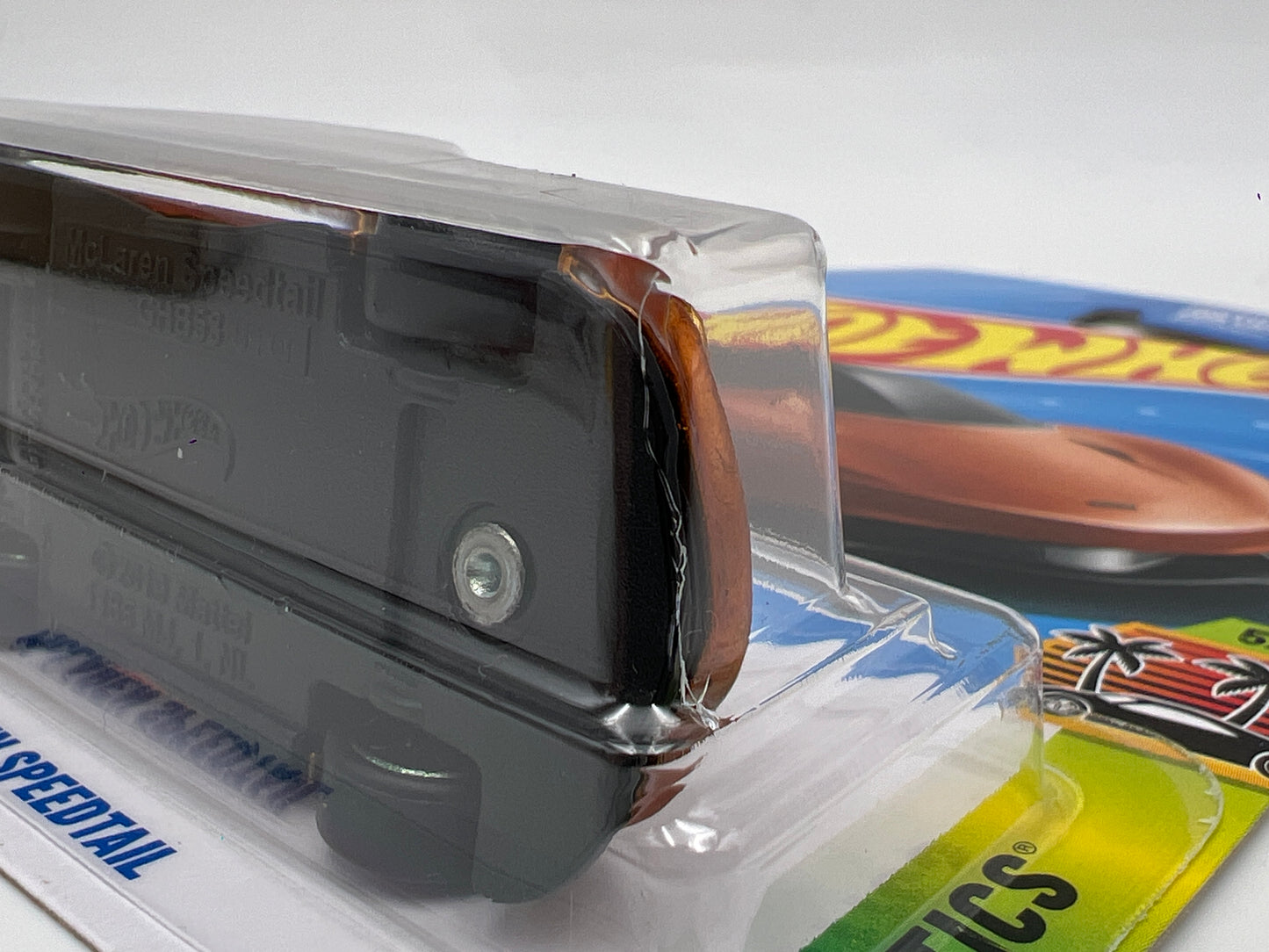 2025 Hot Wheels Super Treasure Hunt #209 McLaren Speedtail Orange W/Protector Cracked Blister
