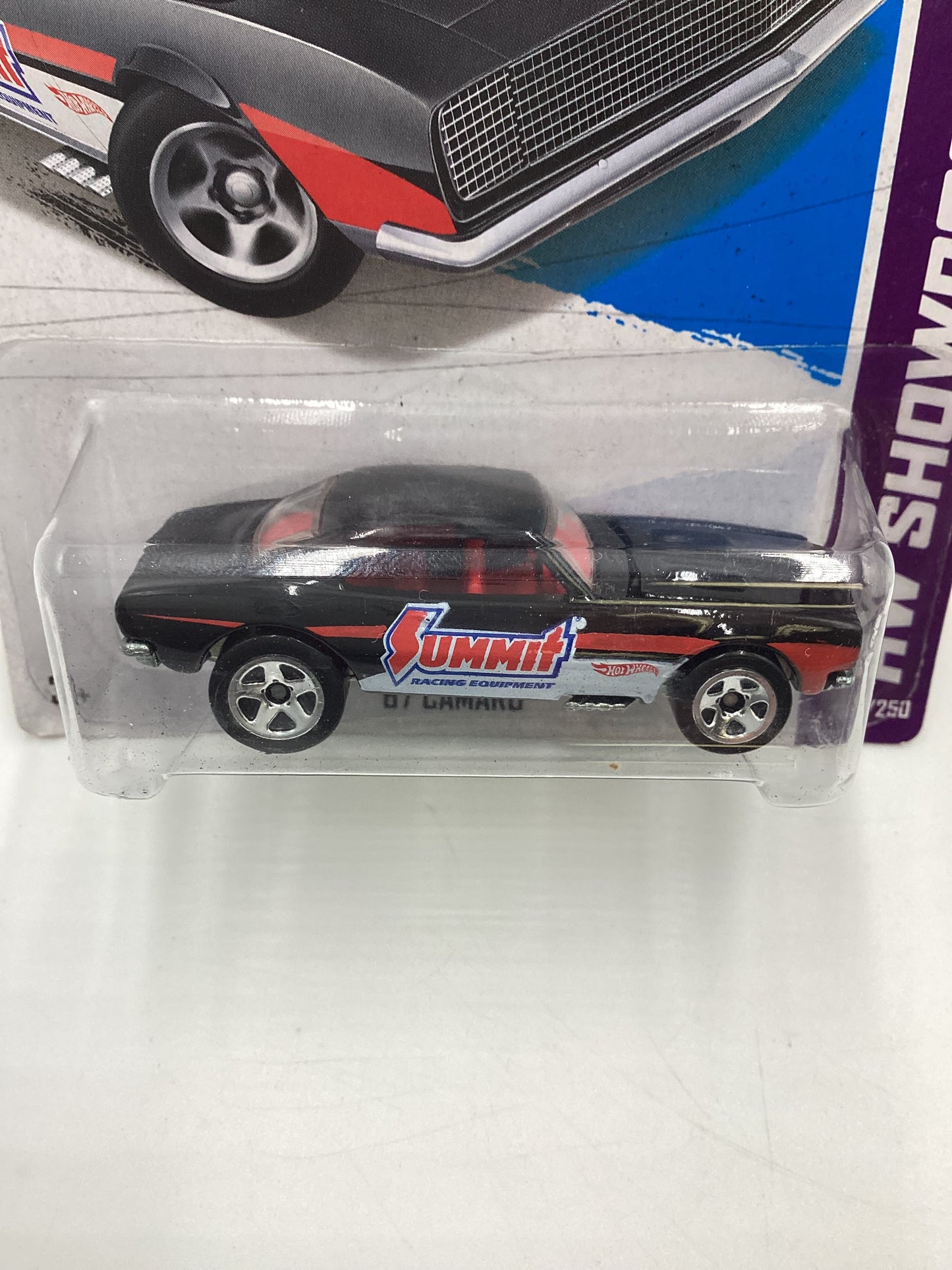 Hot Wheels 2013 #244 67 Camaro Summit Black International card