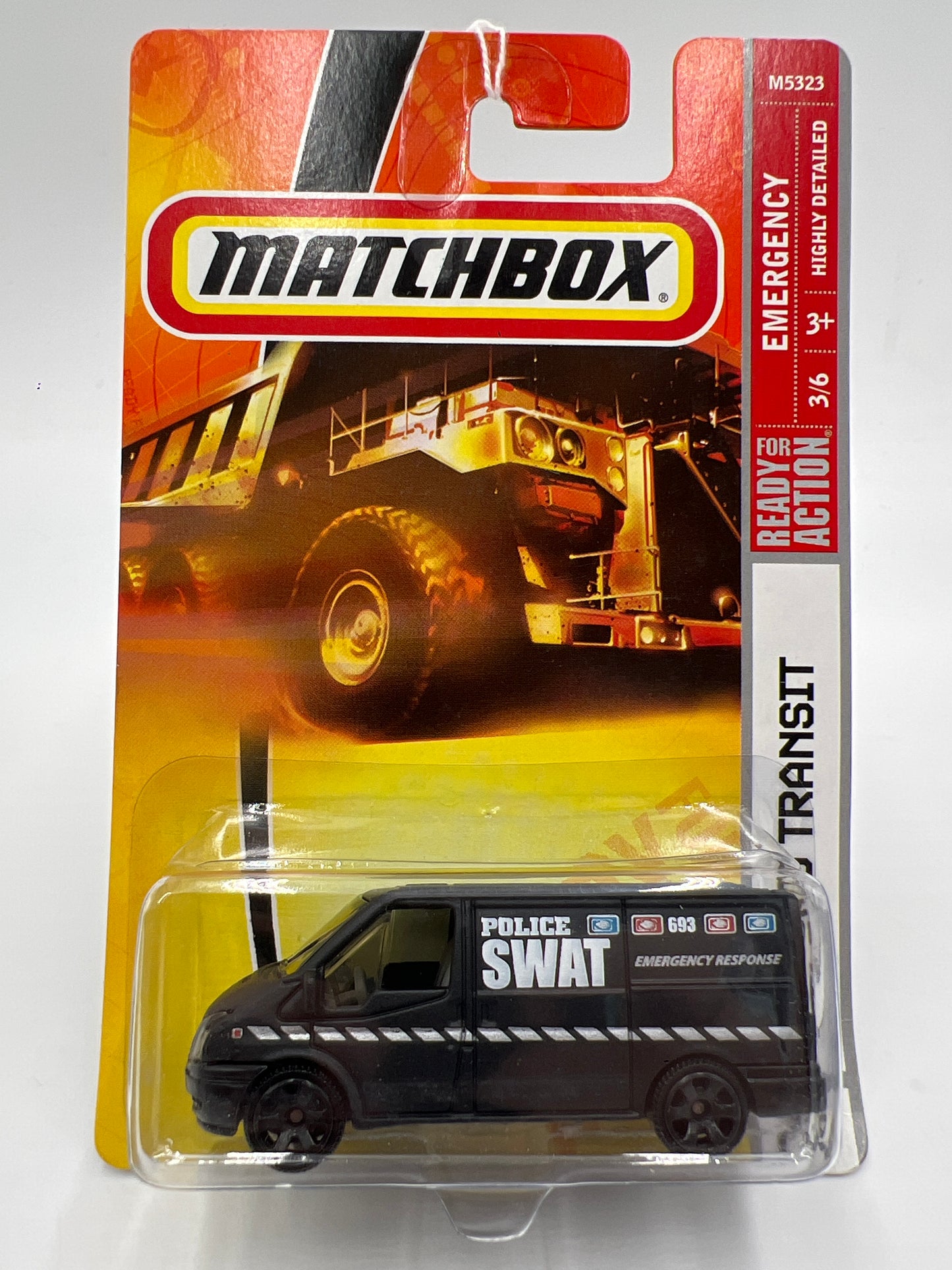 Matchbox Emergency #72 Ford Transit SWAT Black Blister Not Perfect