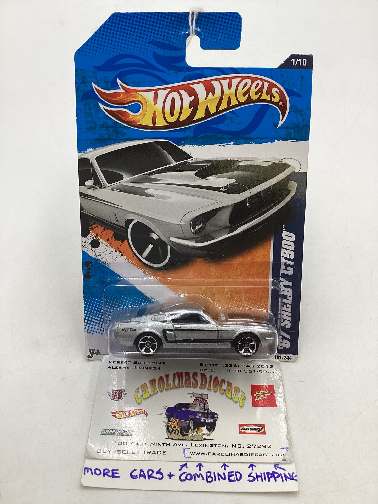 2011 Hot Wheels #101 67 Shelby GT 500 Silver Walmart Exclusive 237F