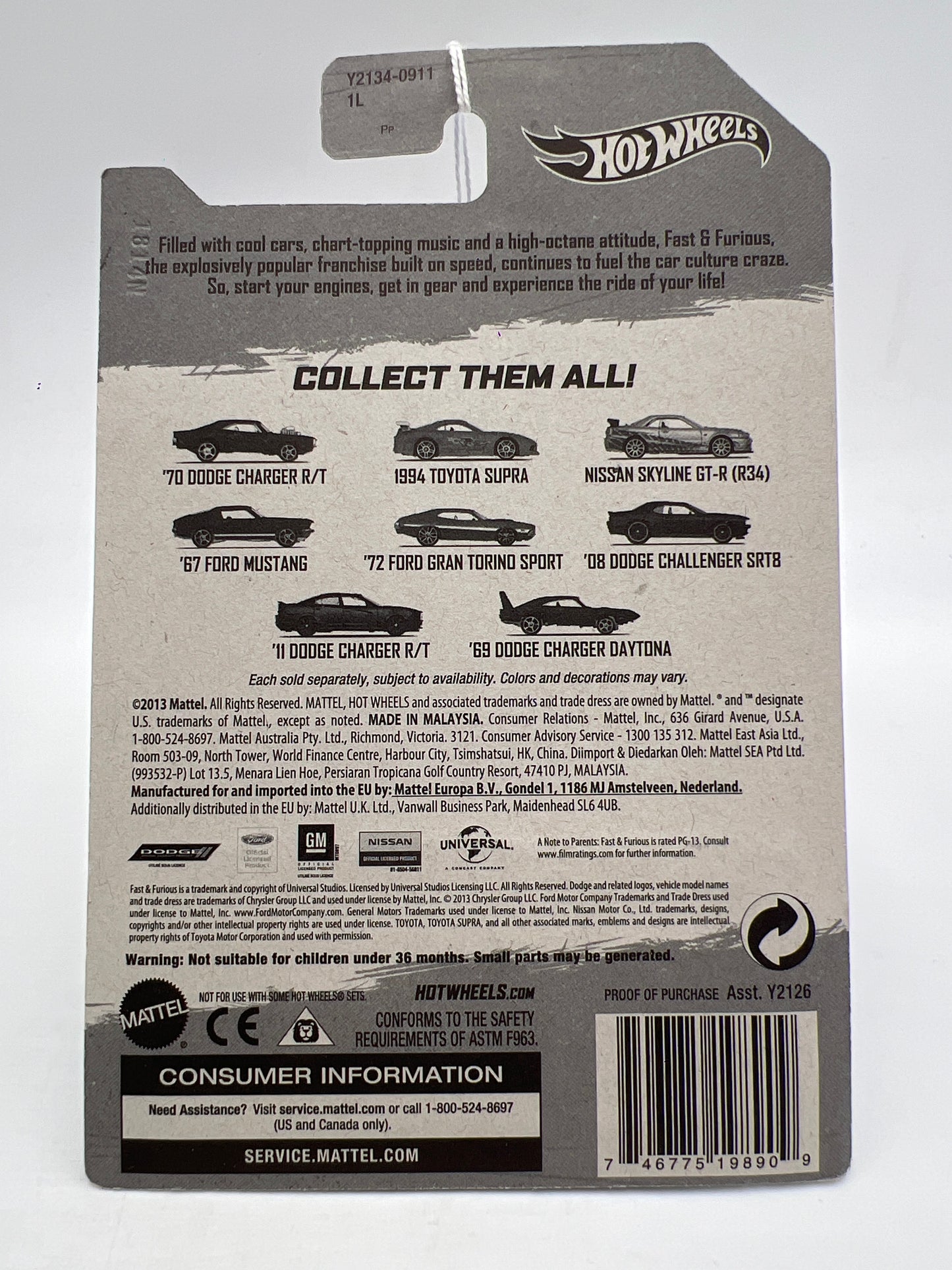 Hot Wheels Fast and Furious #4 67 Ford Mustang Green70G