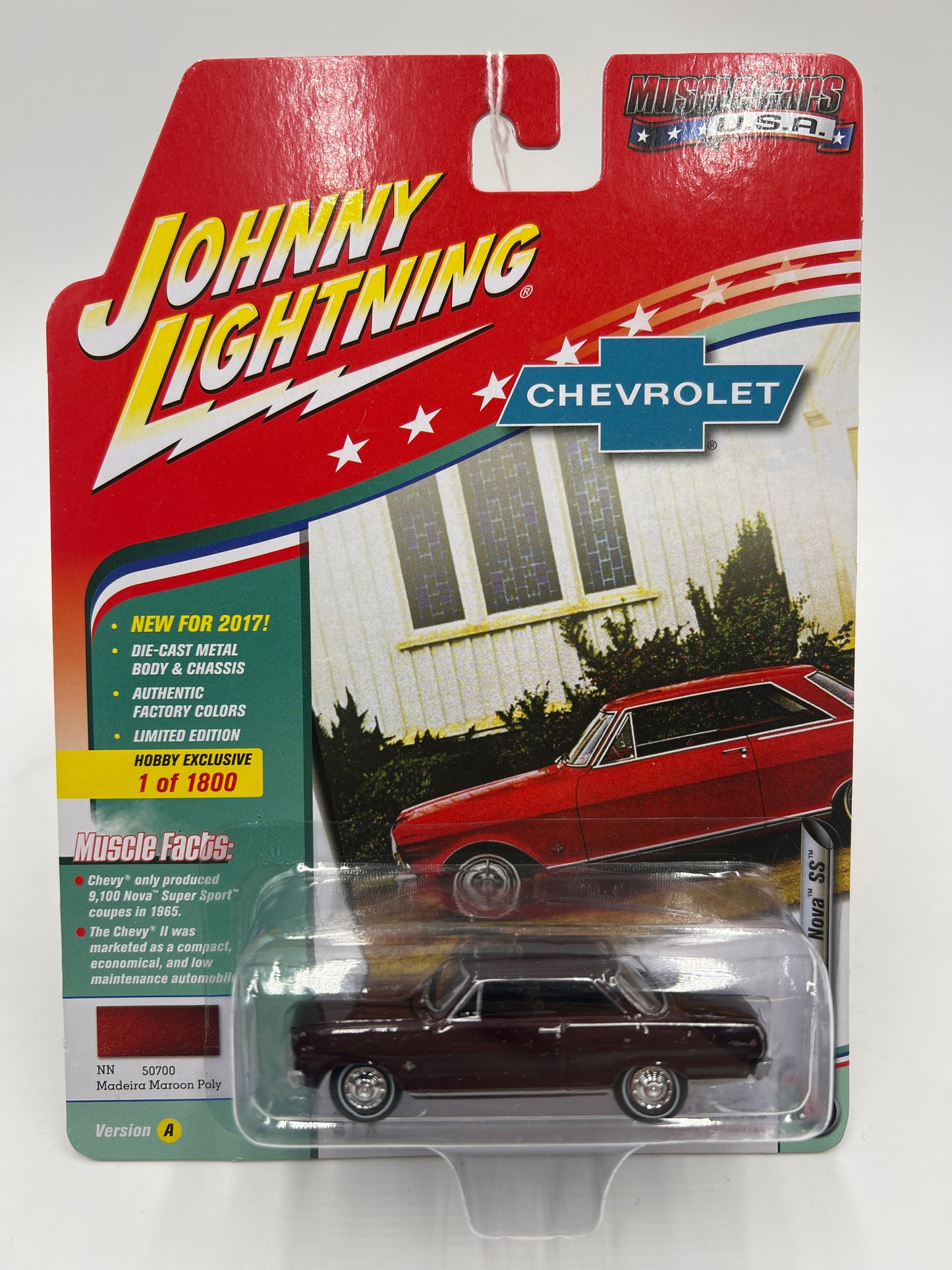 Johnny Lightning Muscle Cars U.S.A 1965 Chevy Nova SS Maroon 219G