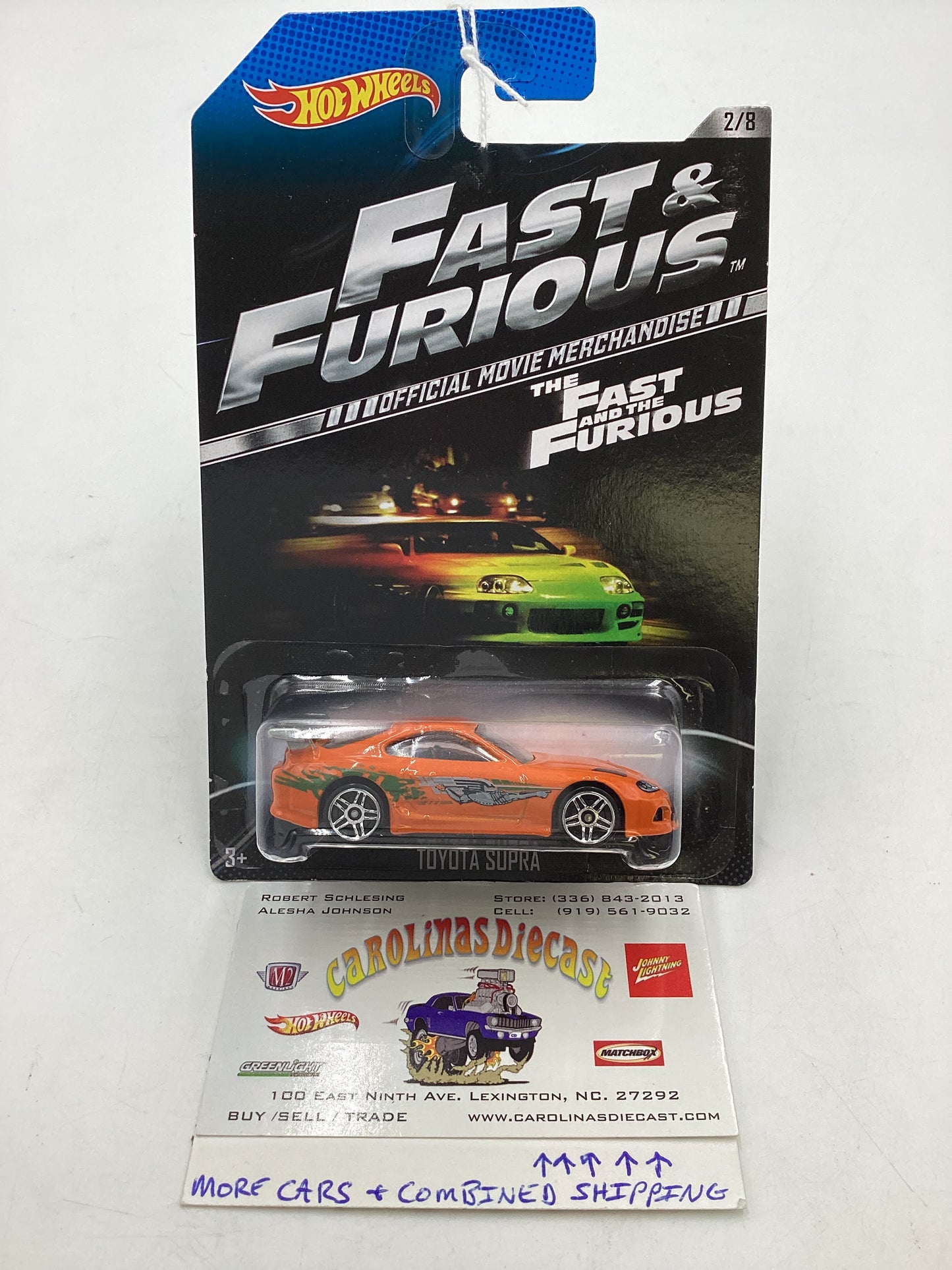 Hot wheels 2013 Fast and furious #2 Toyota Supra silver wing w/protector 70A