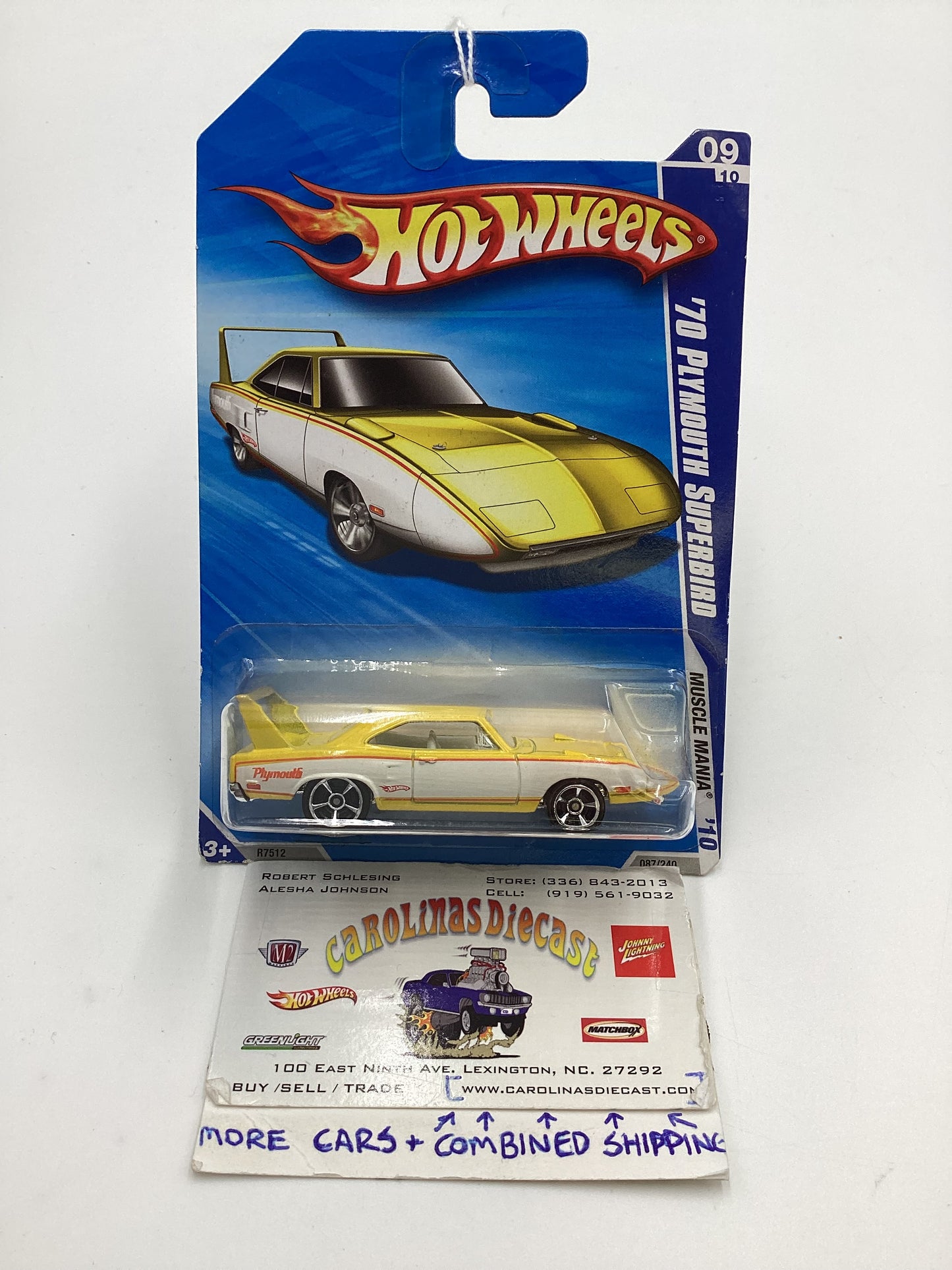 2010 Hot Wheels #087 70 Plymouth Superbird Yellow/White 38C