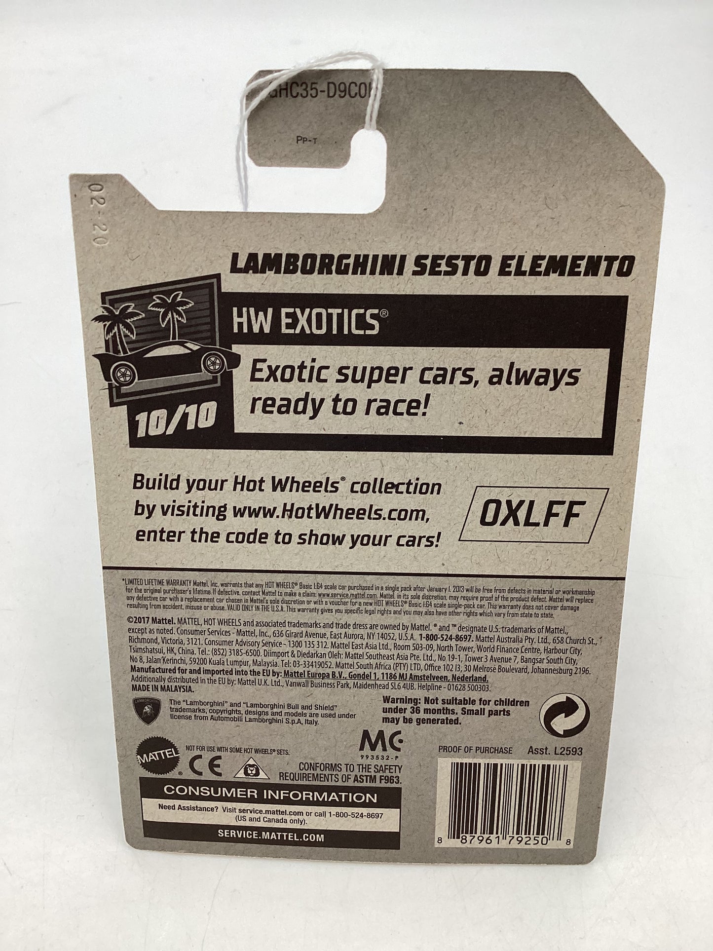 2020 Hot Wheels #164 Lamborghini Sesto Elemento Light Blue 102B