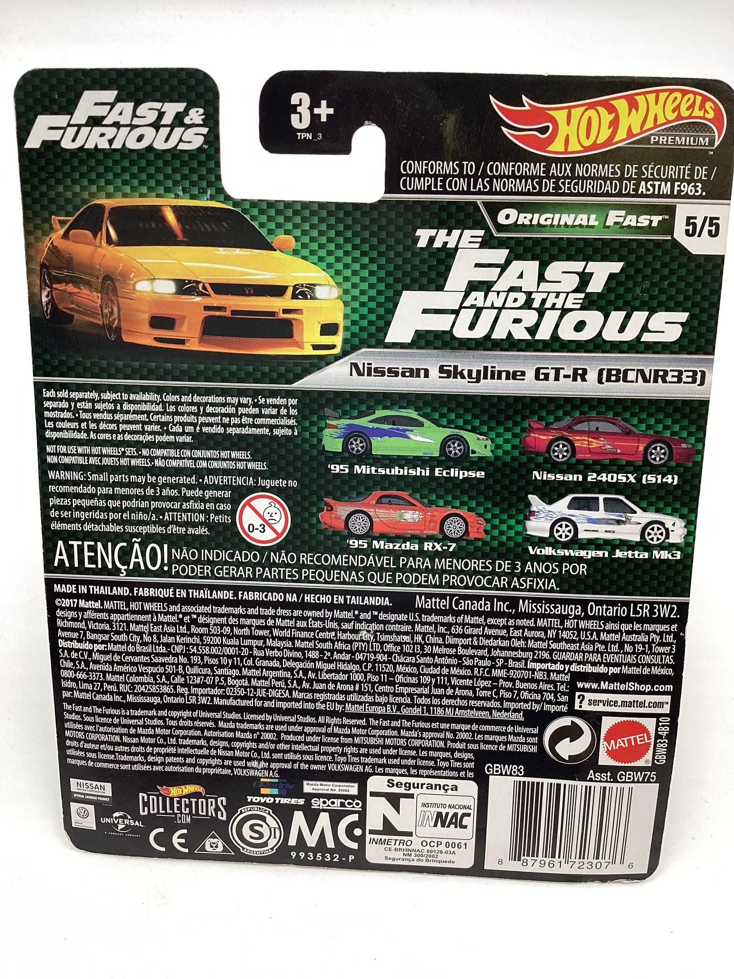 Hot wheels Fast and furious Original Fast #5 Nissan skyline GT-R bcnr33 5/5