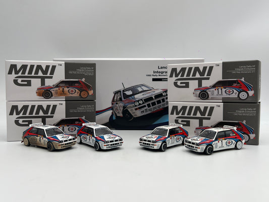 Mini GT #455-458 Martini Racing 4 Car Set 1/5000 Lancia Delta HF Integrale Evoluzione