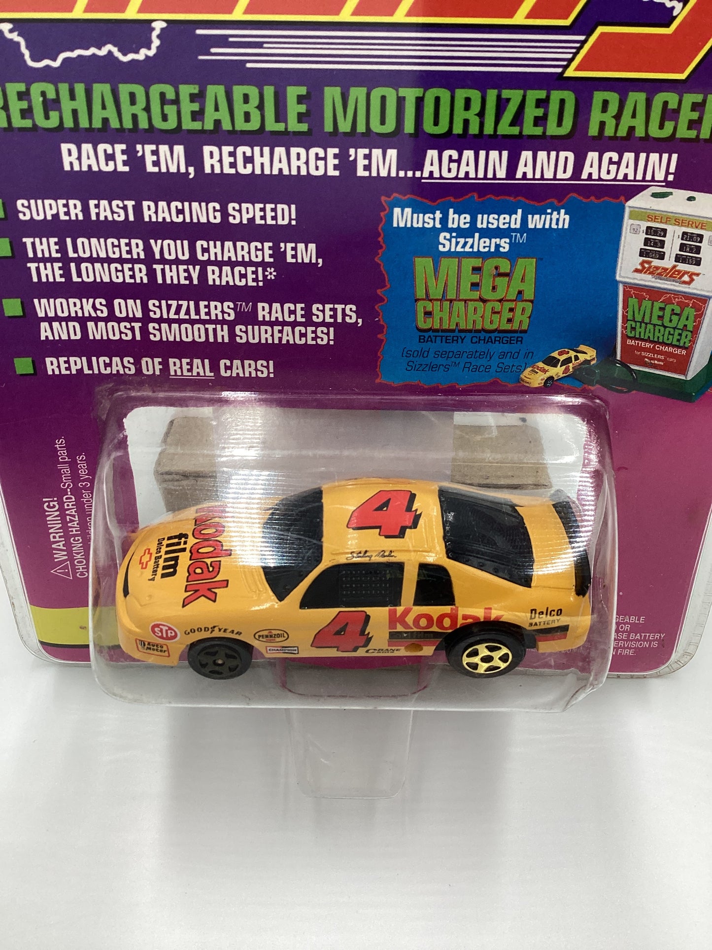 Playing Mantis Sizzlers Rechargeable Motorized Racers Kodak Film Sterling Marlin Yellow #4 (SR)