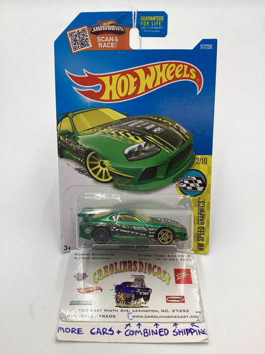 2016 Hot Wheels #177 Toyota Supra Green Nitto 93A