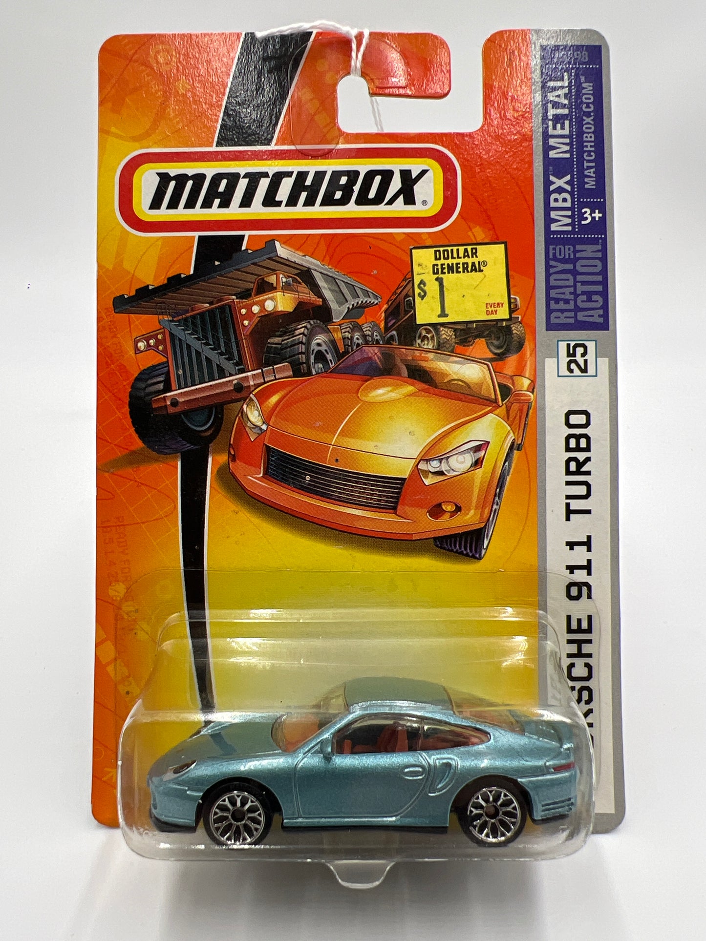 Matchbox MBX Metal #25 Porsche 911 Turbo Light Blue W/Protector