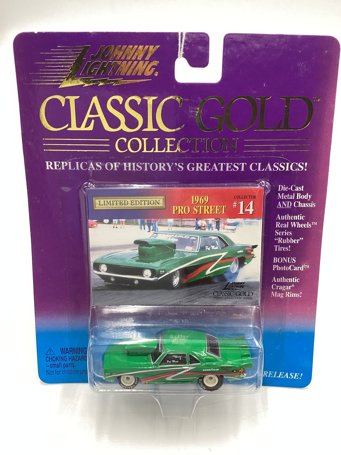 Johnny Lightning Classic Gold Collection #14 1969 Pro Street Camaro Green White Lightning Chase VHTF
