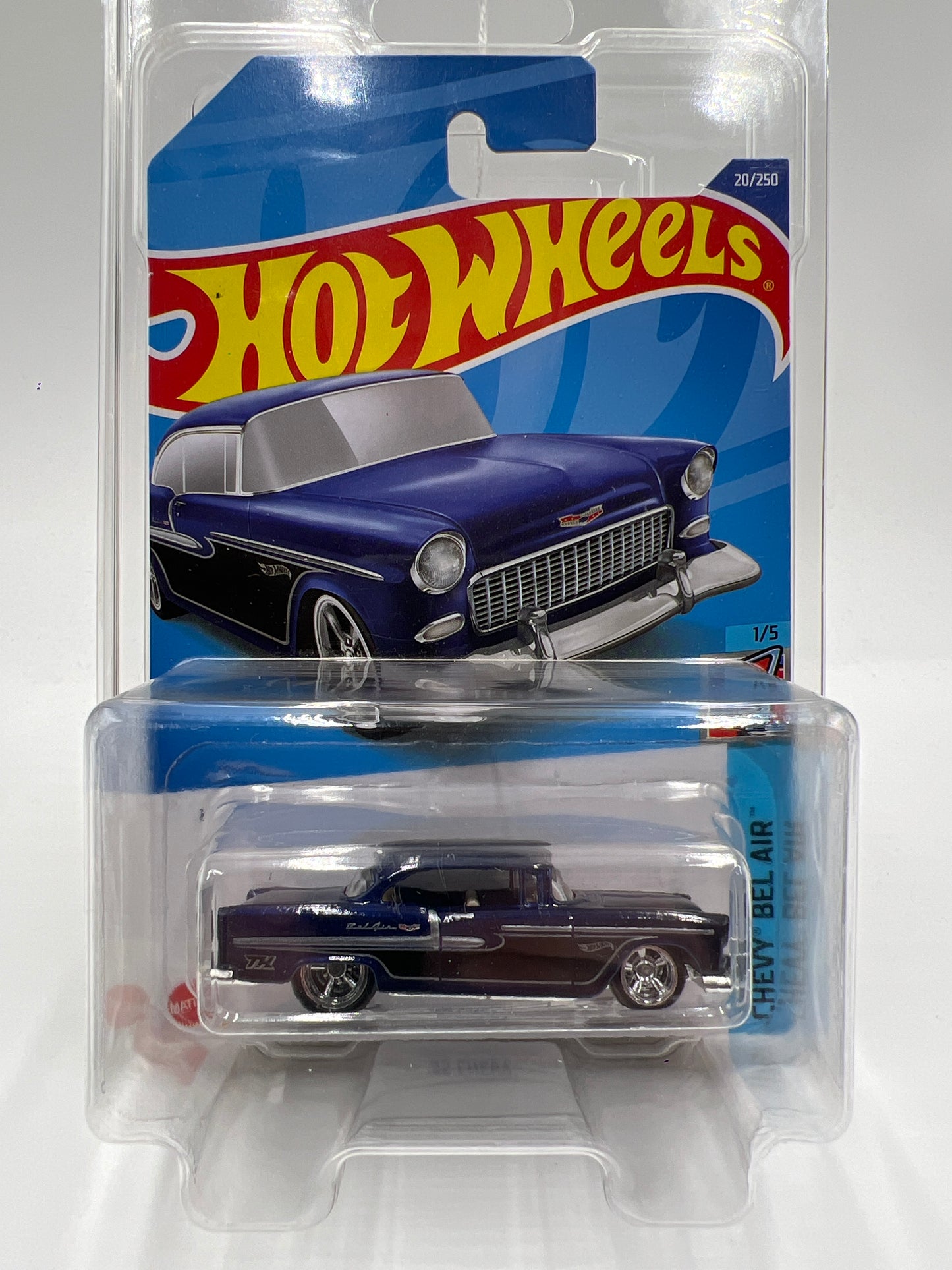 2022 Hot Wheels Super Treasure Hunt #20 55 Chevy Blue W/Protector