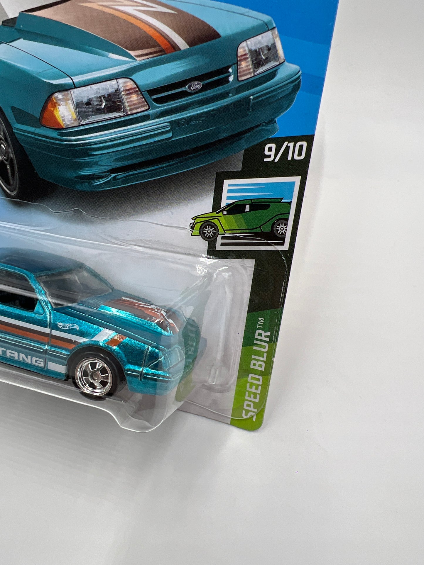 2019 Hot Wheels Super Treasure Hunt #152 Month Card 92 Ford Mustang Foxbody Blue W/Protector
