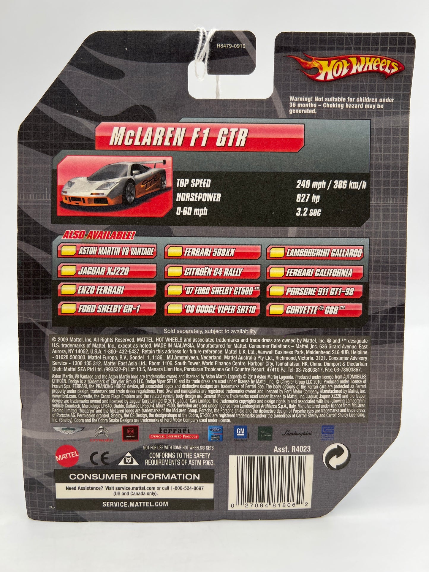 Hot Wheels Premium Speed Machines McLaren F1 GTR Silver/Orange