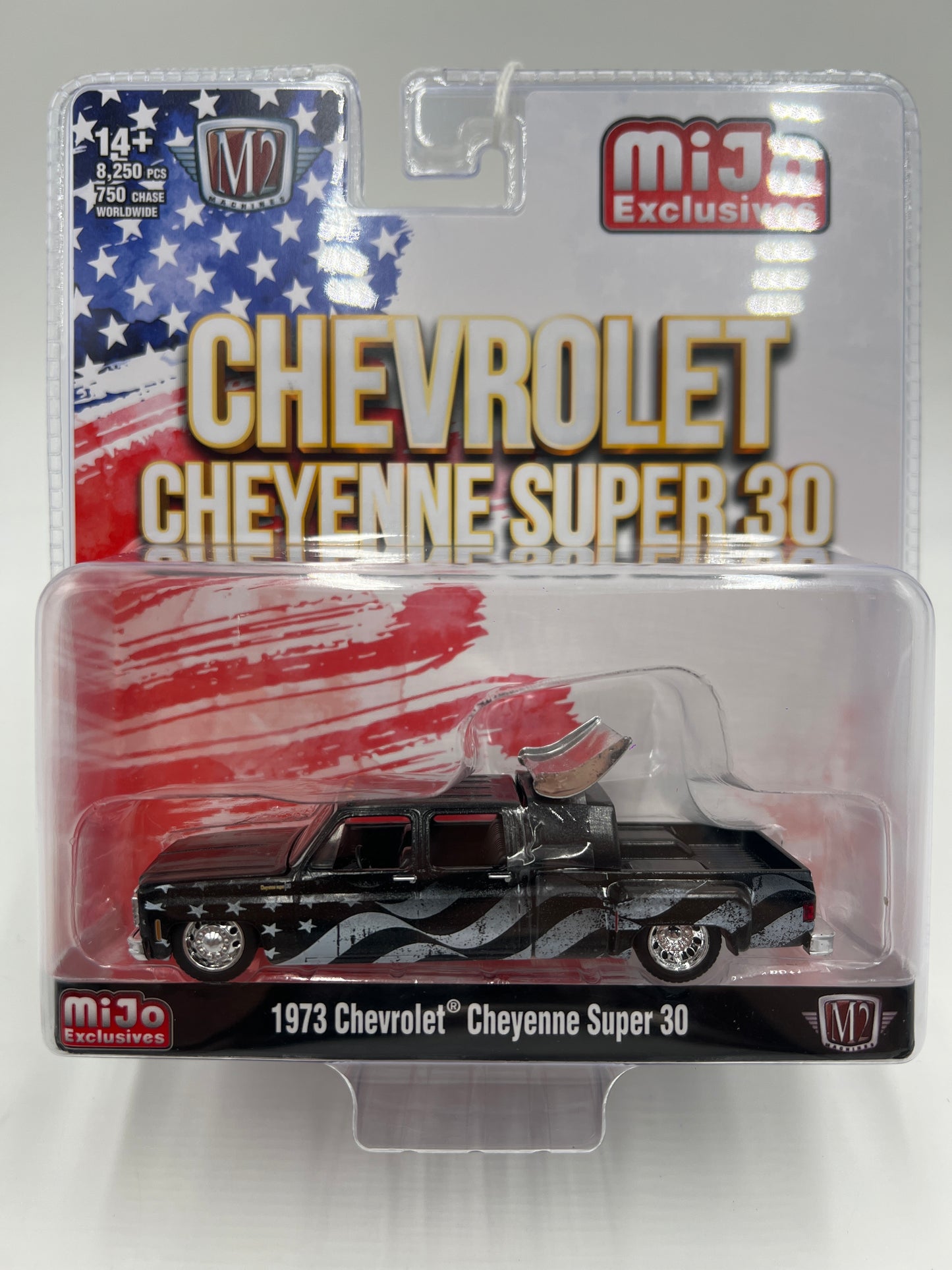 2025 M2 Machines Mijo Exclusives Stars & Stripes 1973 Chevrolet Cheyenne Super 30 Black mjs07 199D