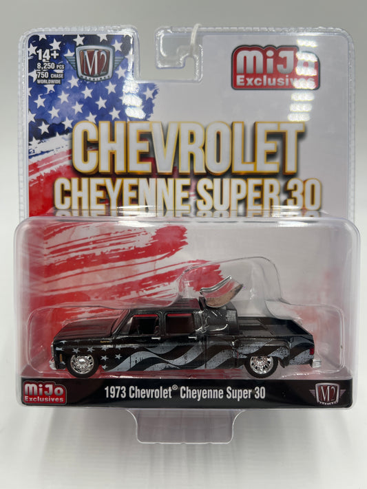 2025 M2 Machines Mijo Exclusives Stars & Stripes 1973 Chevrolet Cheyenne Super 30 Black mjs07 199D