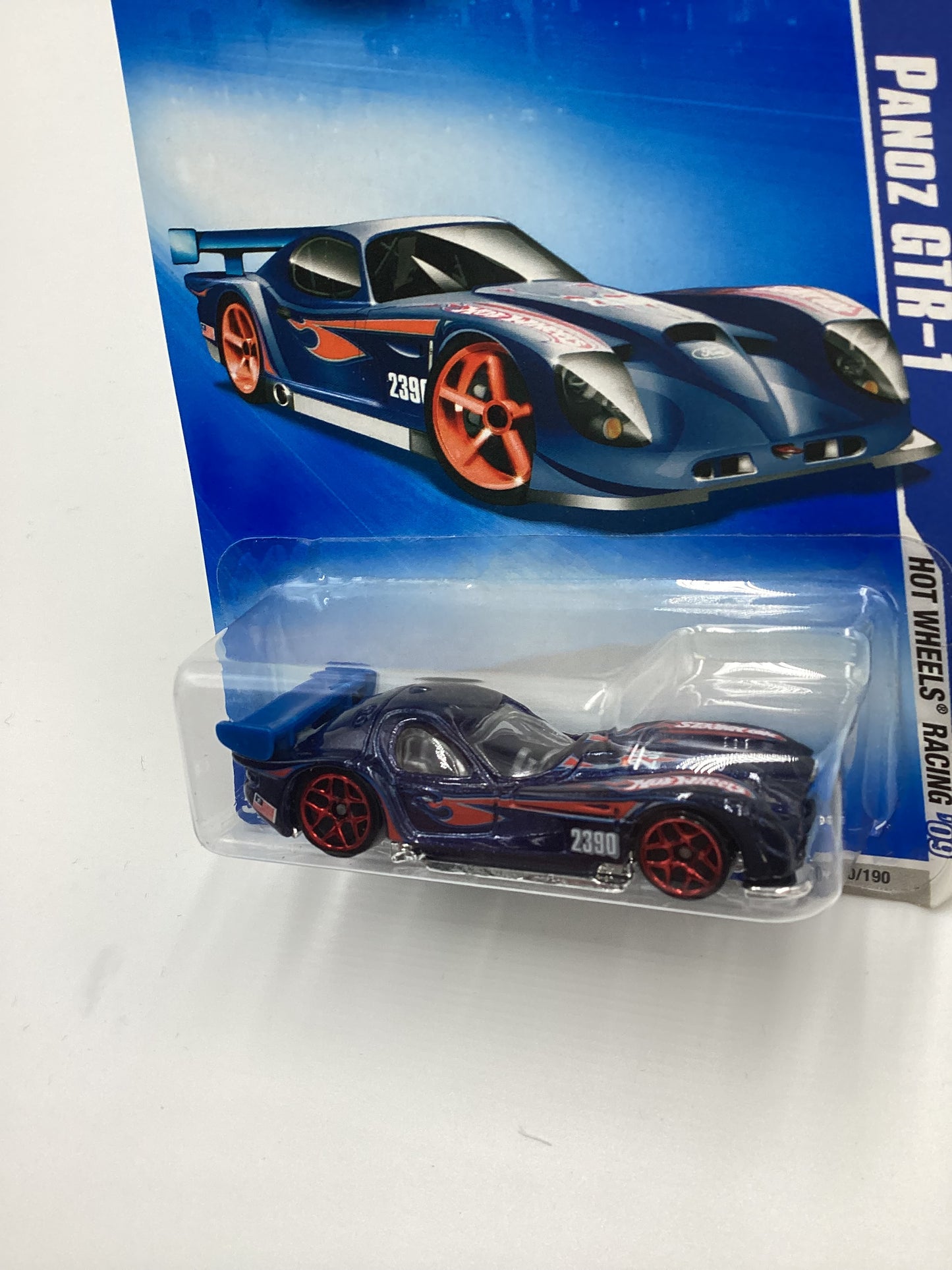 2009 Hot Wheels #070 Panoz GTR-1 Blue Y5 Red Wheels 59B