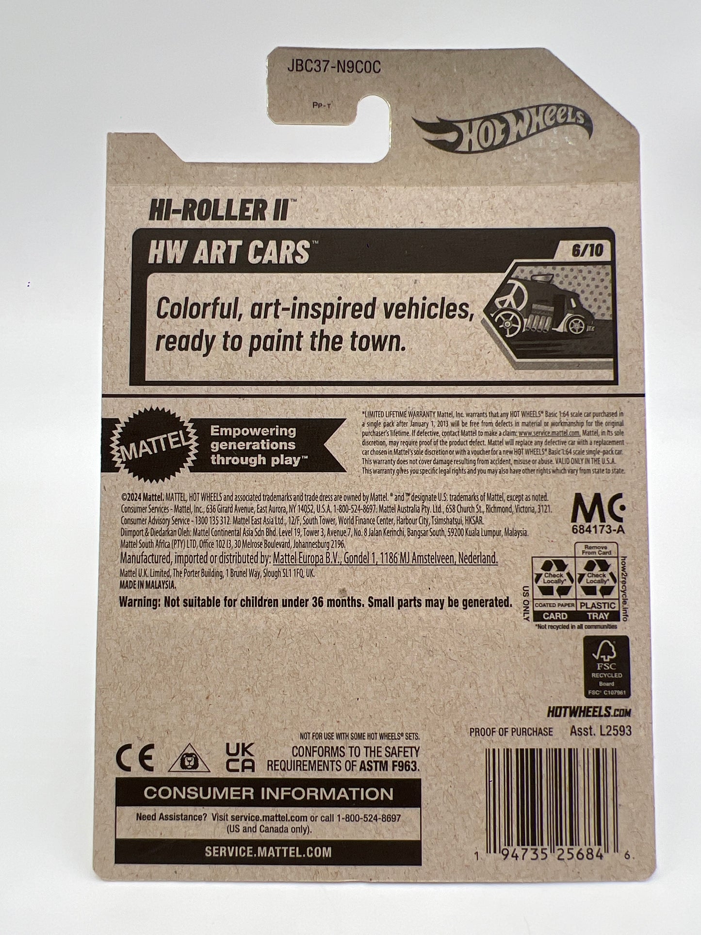 2025 Hot Wheels C Case Super Treasure Hunt #61 Hi-Roller II Black/White W/Protector