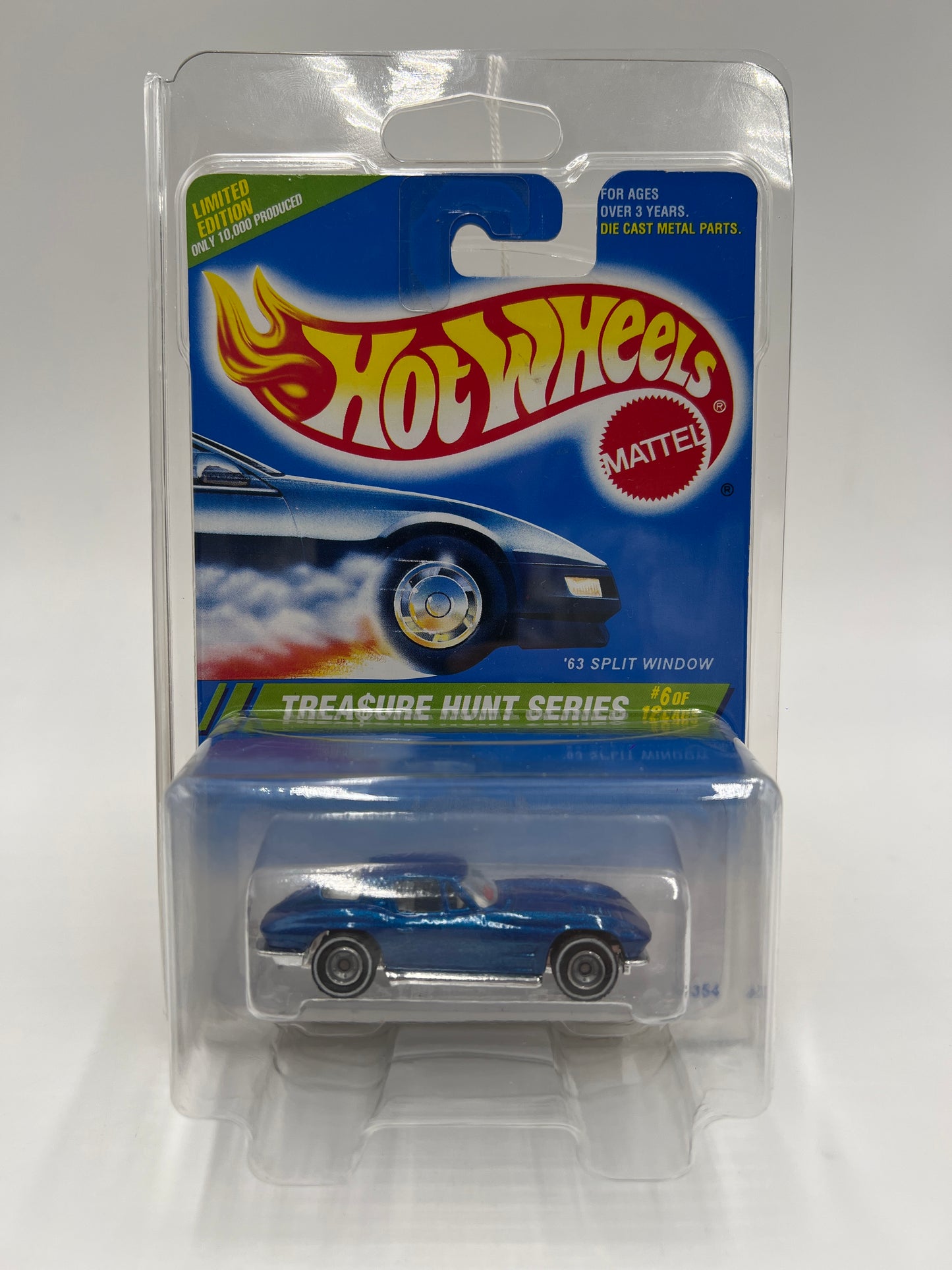 1995 Hot Wheels Treasure Hunt Series #6 Real Riders 63 Split Window Corvette Blue W/Protector