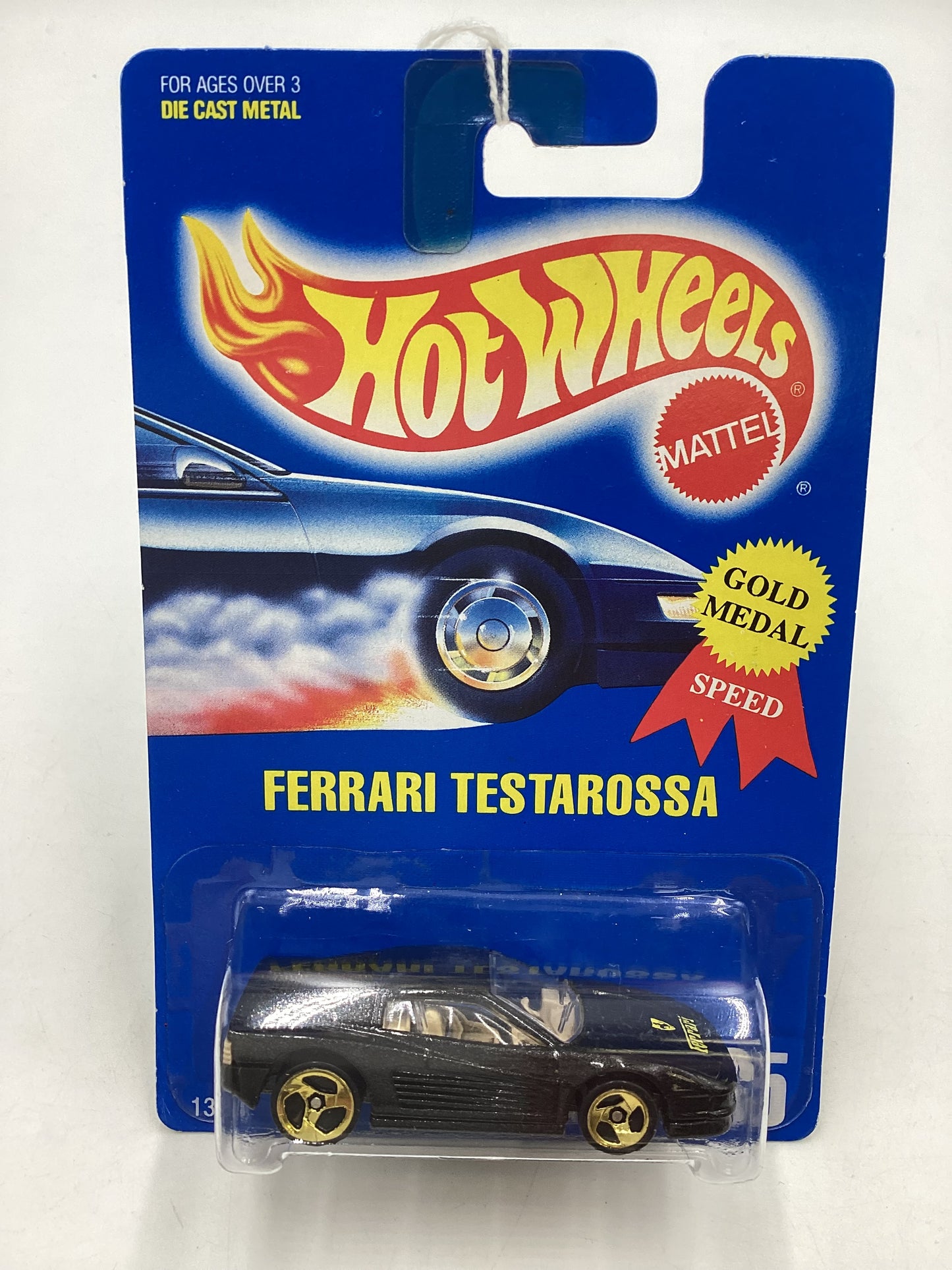 1991 Hot wheels #35 Gold Medal Speed Black Ferrari Testarossa 3 spoke
