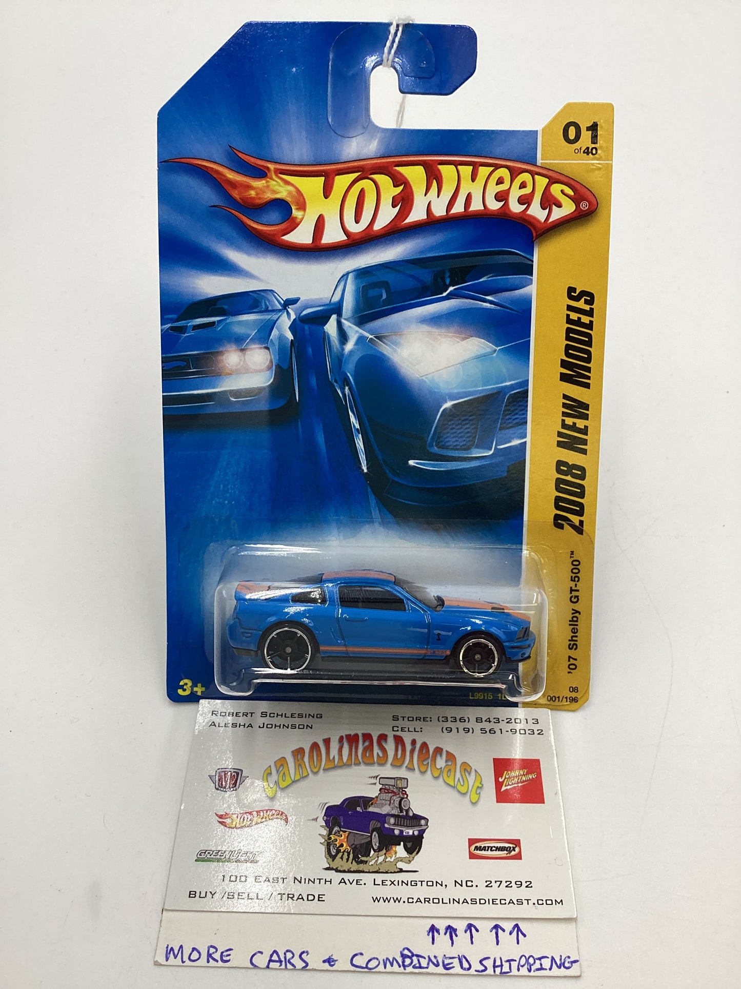 2008 Hot Wheels New Models #1 07 Shelby GT-500 Blue 23G