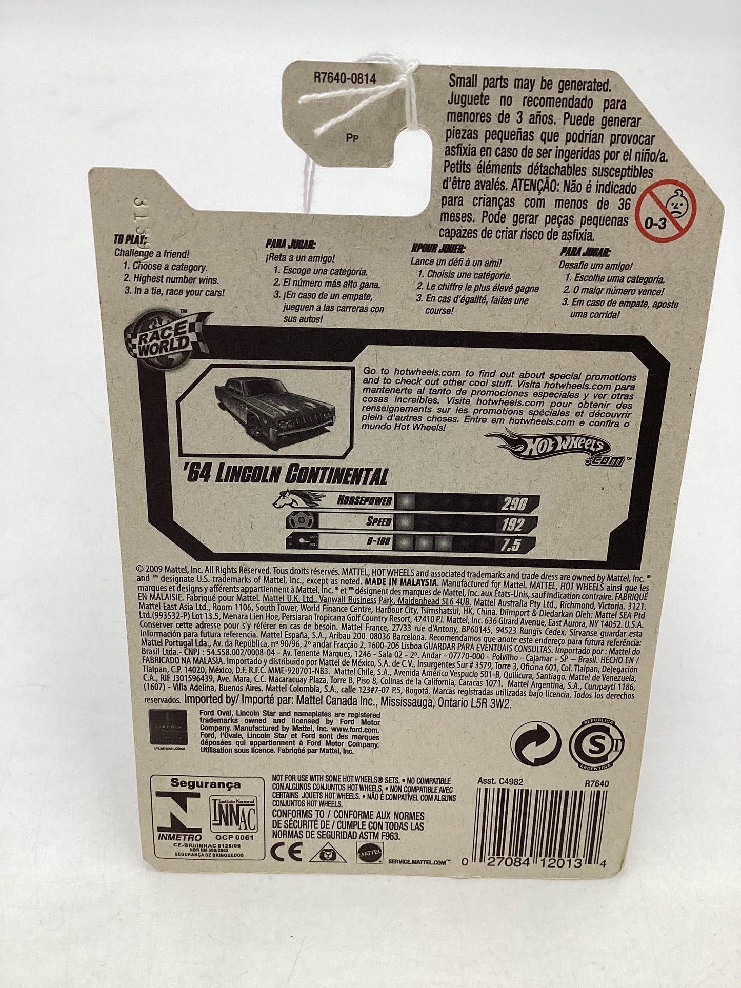 2010 Hot Wheels #209 Red 64 Lincoln Continental 45B