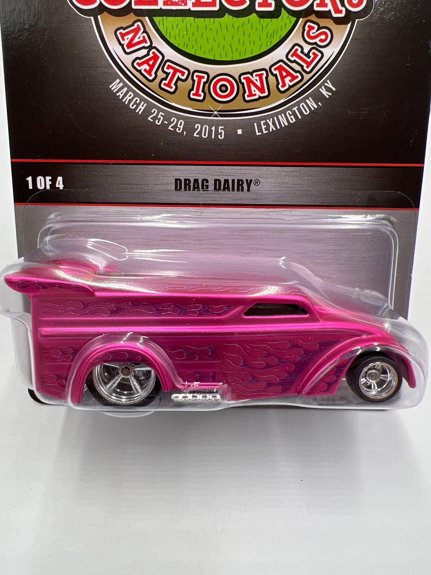 2015 Hot Wheels 15th Annual Collectors Nationals KY #2217/3600 Drag Dairy Pink W/Protector