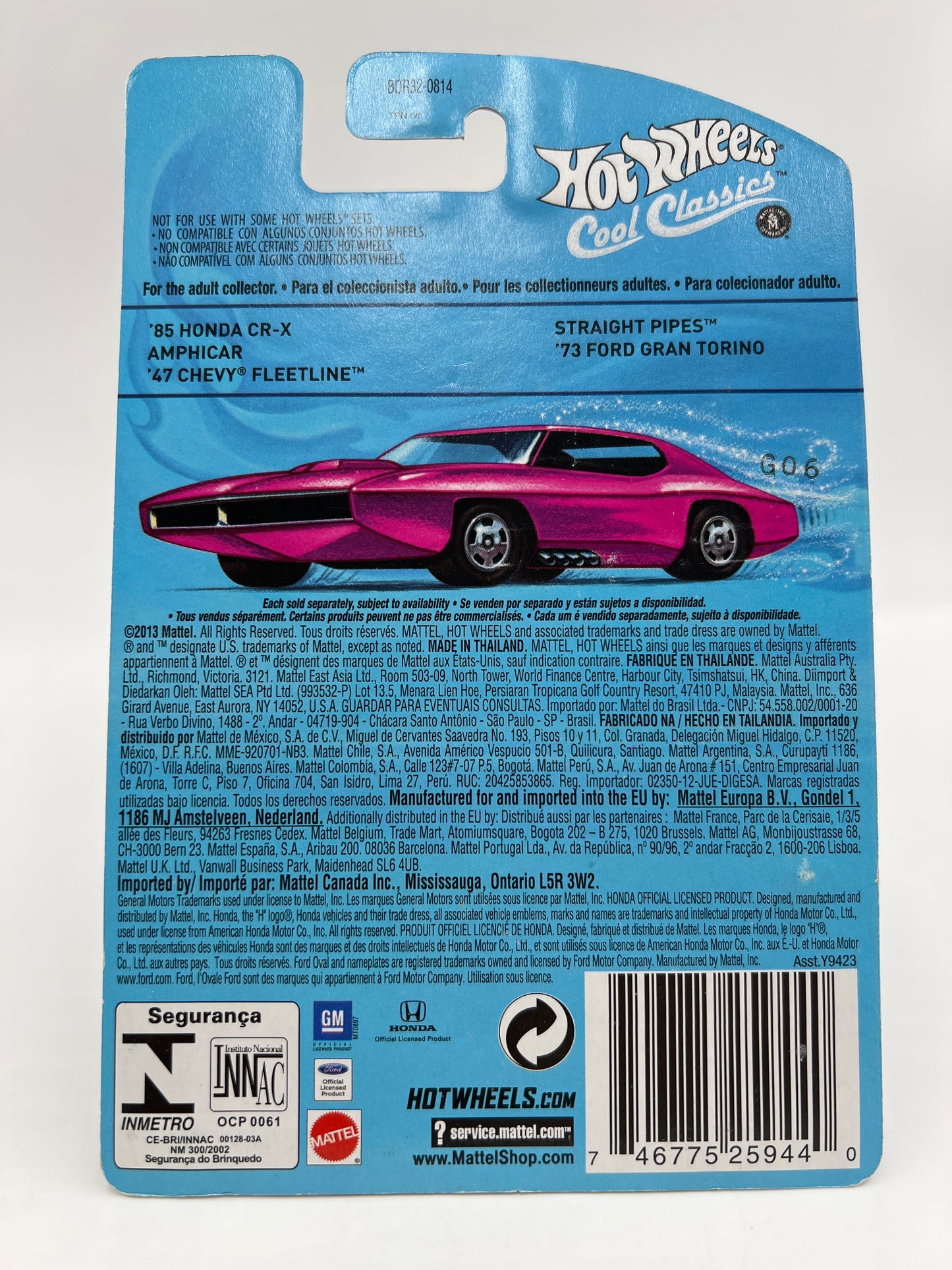 Hot Wheels Cool Classics #11 85 Honda CR-X Spectrafrost Blue W/Protector
