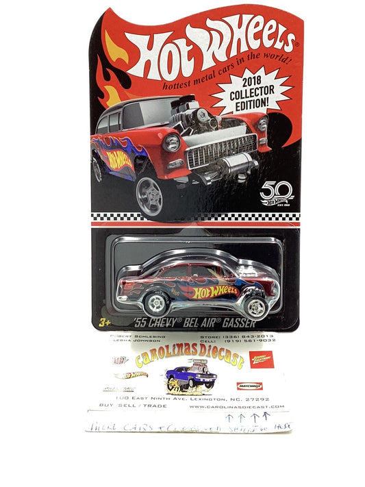 Hot wheels 2018 mail in collectors edition 55 Chevy Bel Air Gasser with protector