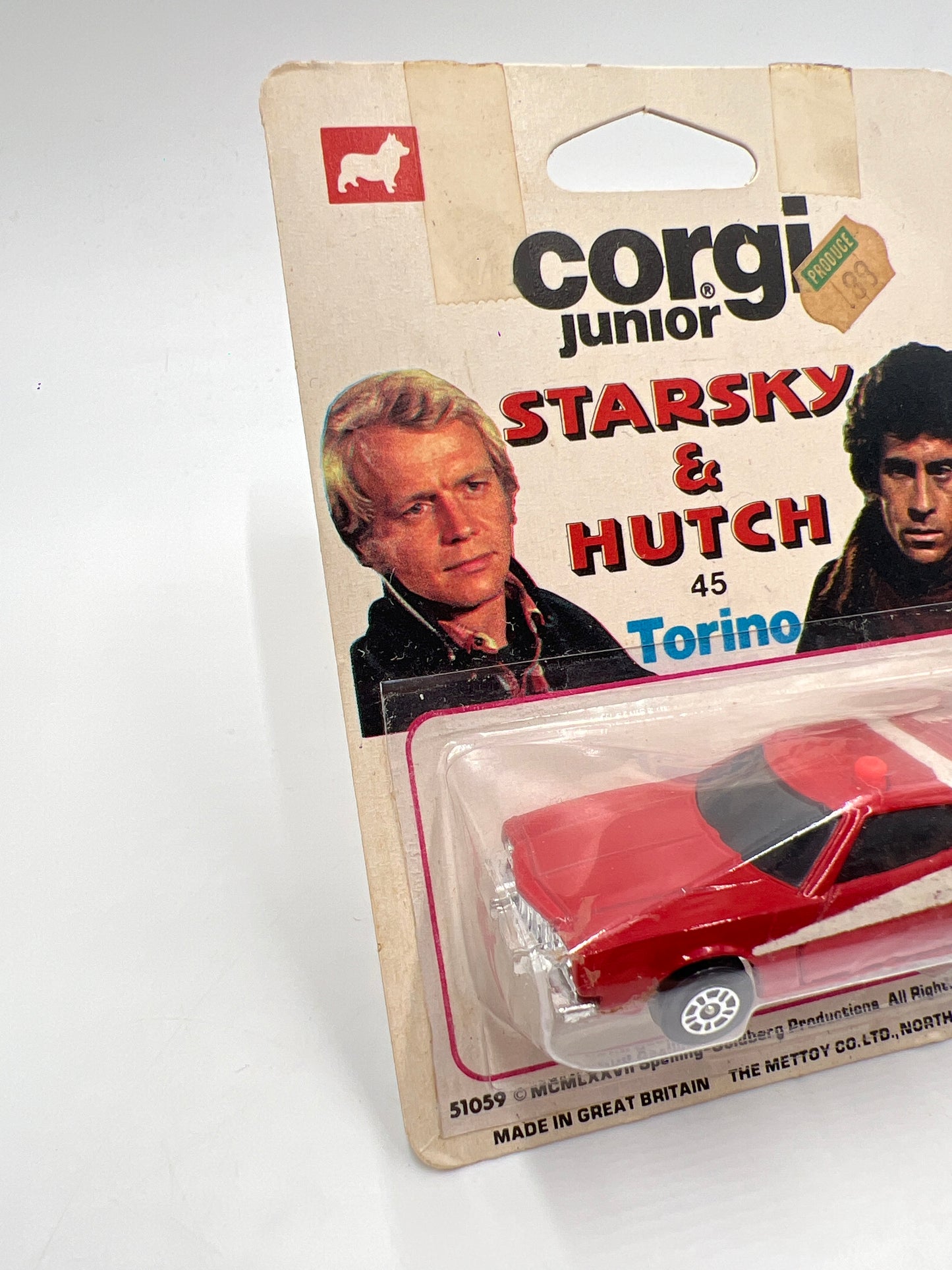 1976 Corgi Junior #45 Starsky & Hutch Ford Torino Red W/Protector VHTF
