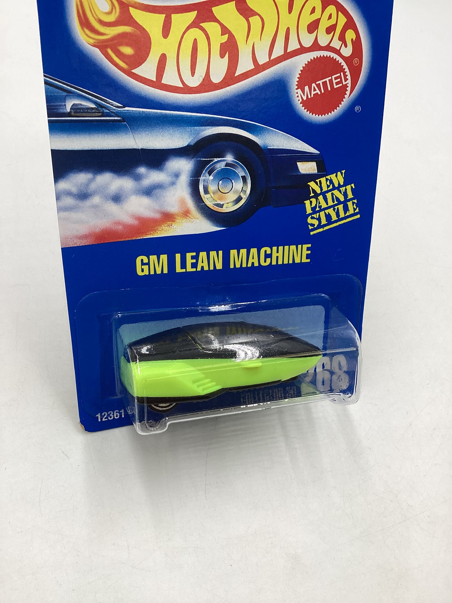 Hot Wheels Blue Card Collector No. 268 GM Lean Machine Green UH Chrome Wheels 237H