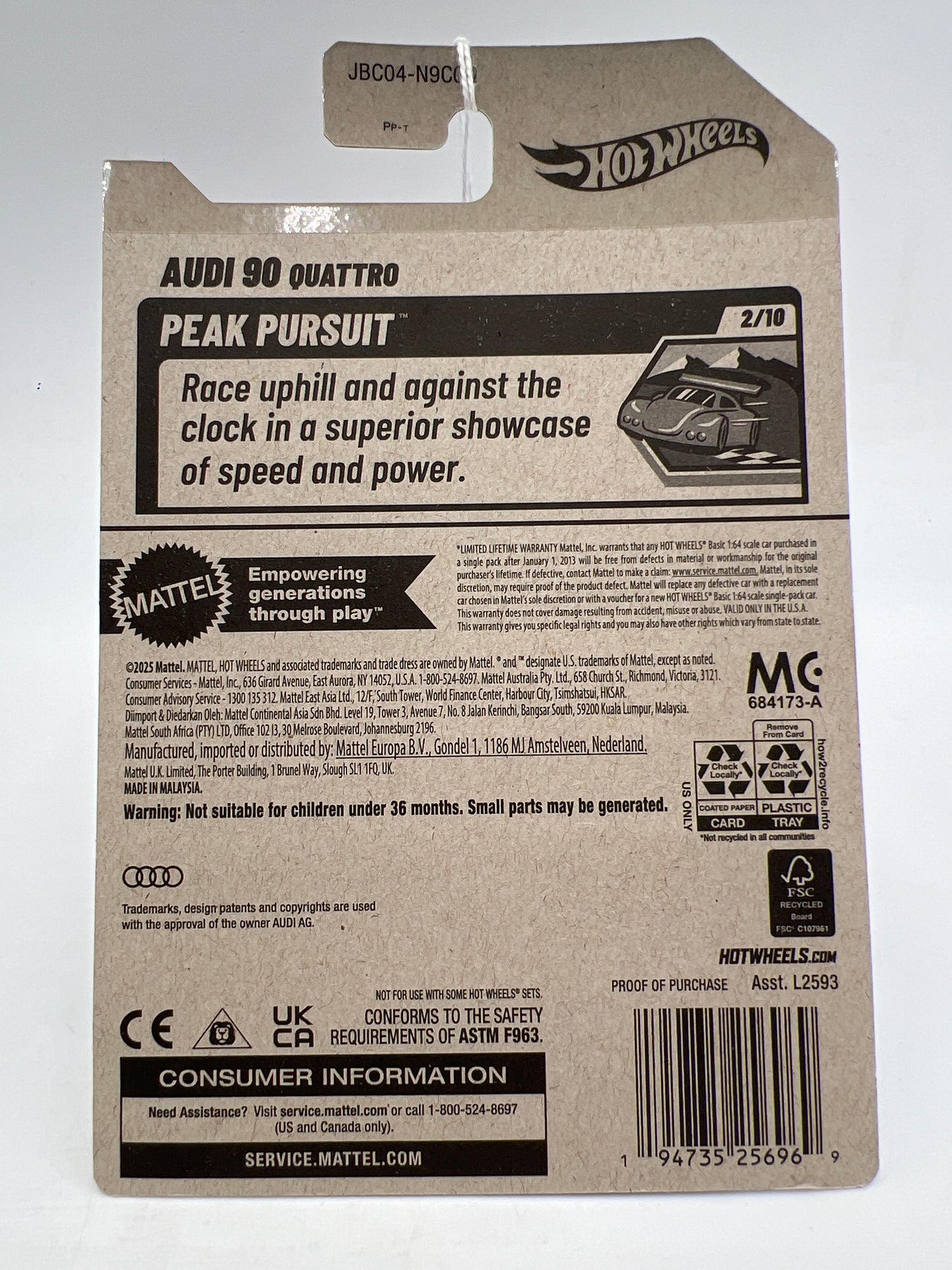 2025 Hot Wheels Q Case Peak Pursuit #199 Audi 90 Quattro Black 105A