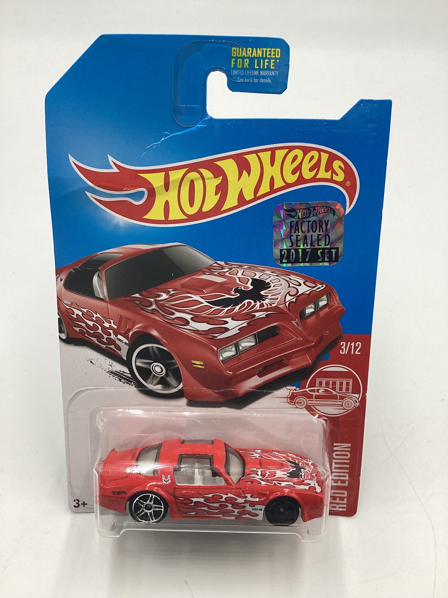 2017 Hot Wheels Factory Sealed Target Red Edition 77 Pontiac Firebird W/Protector bad card and wheel error