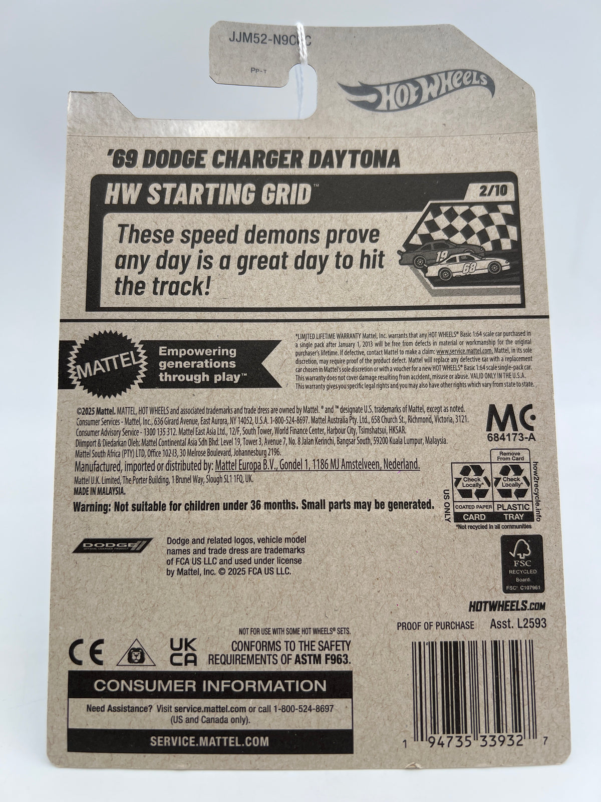 2026 Hot Wheels Kroger Exclusive #23 69 Dodge Charger Daytona White SR