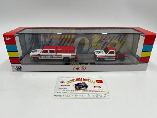 2025 M2 Machines Auto Haulers CHASE Coca Cola 1973 GMC Sierra 3500 & 1976 GMC Sierra Grande TW37