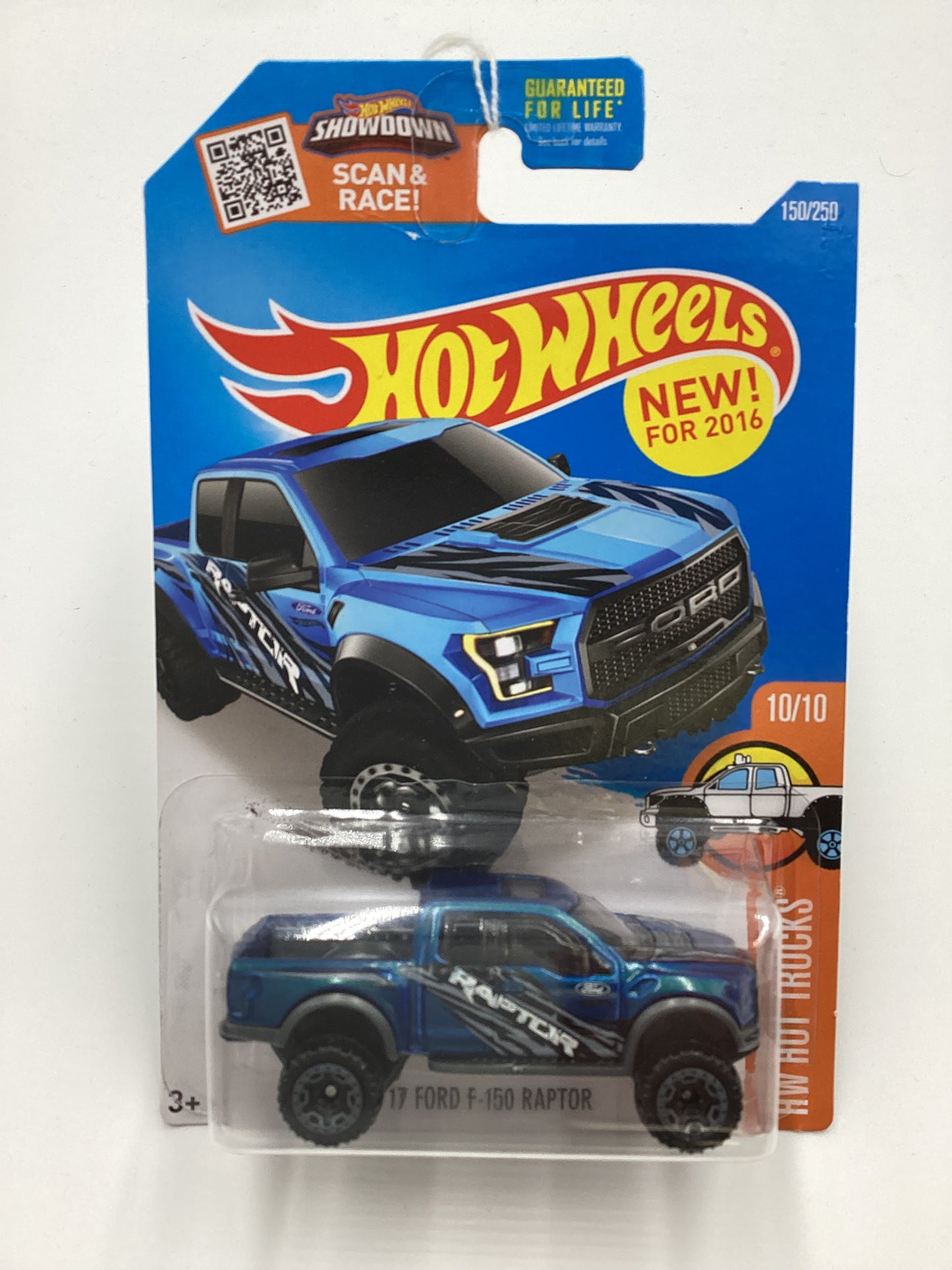 2016 Hot Wheels #150 17 Ford F-150 Raptor Blue 31A