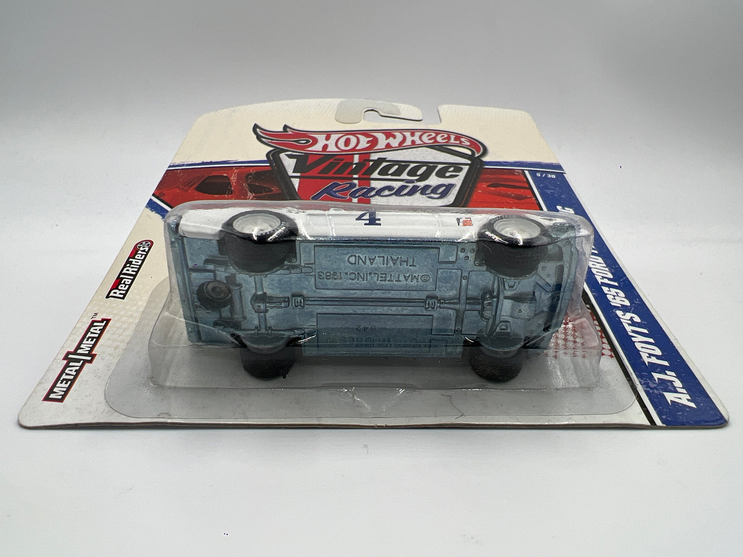 Hot Wheels Premium Vintage Racing #5 A.J. Foyts 65 Ford Mustang White W/Protector