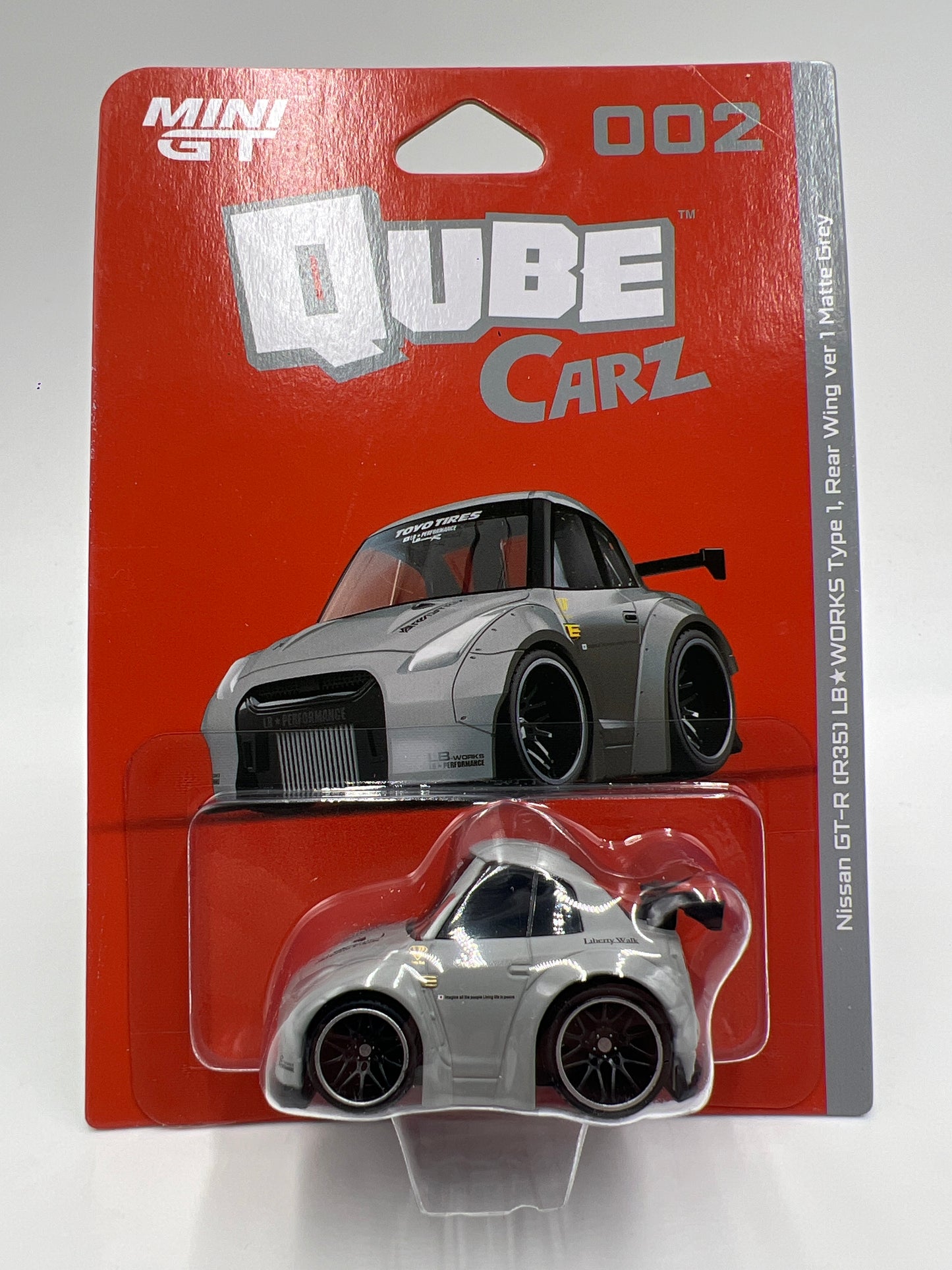 Mini GT Qube Carz Liberty Walk #2 Nissan GT-R R35 LB Works Type 1 Rear Wing Ver 1 Matte Grey 177E