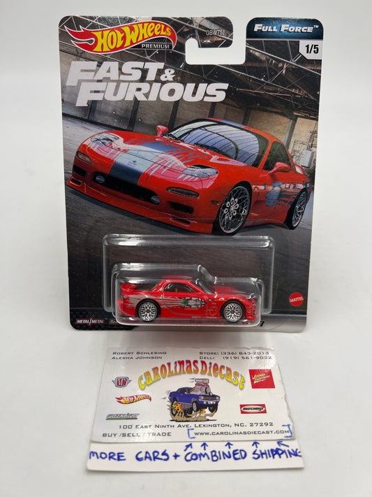 Hot Wheels Fast & Furious Full Force #1 95 Mazda RX-7 Red W/Protector