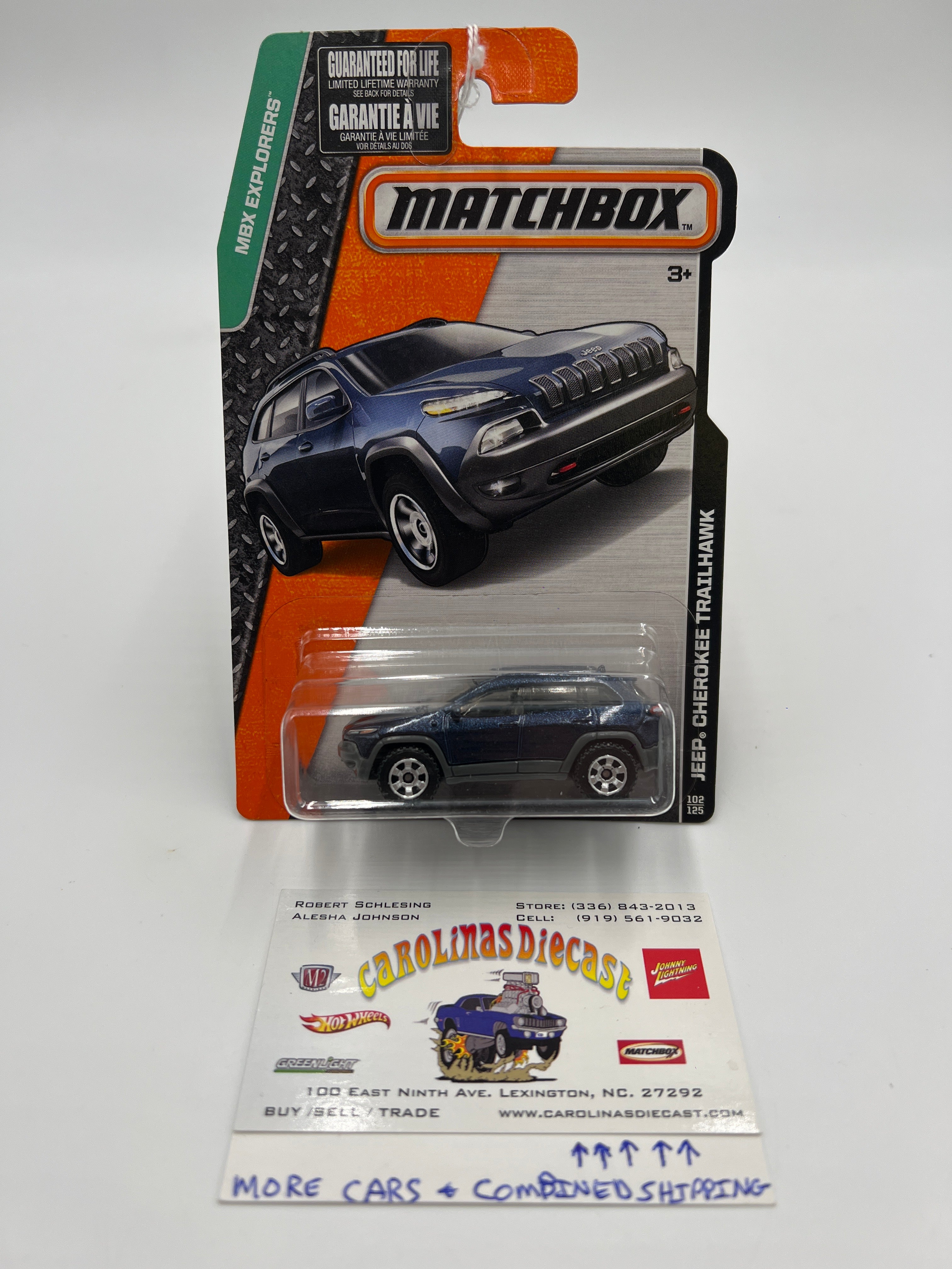 Matchbox #102 Jeep Cherokee Trailhawk Blue 208A – carolinasdiecast