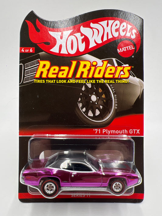 Hot Wheels RLC Real Riders Series 11 #4 395/4000 71 Plymouth GTX Pink W/Protector