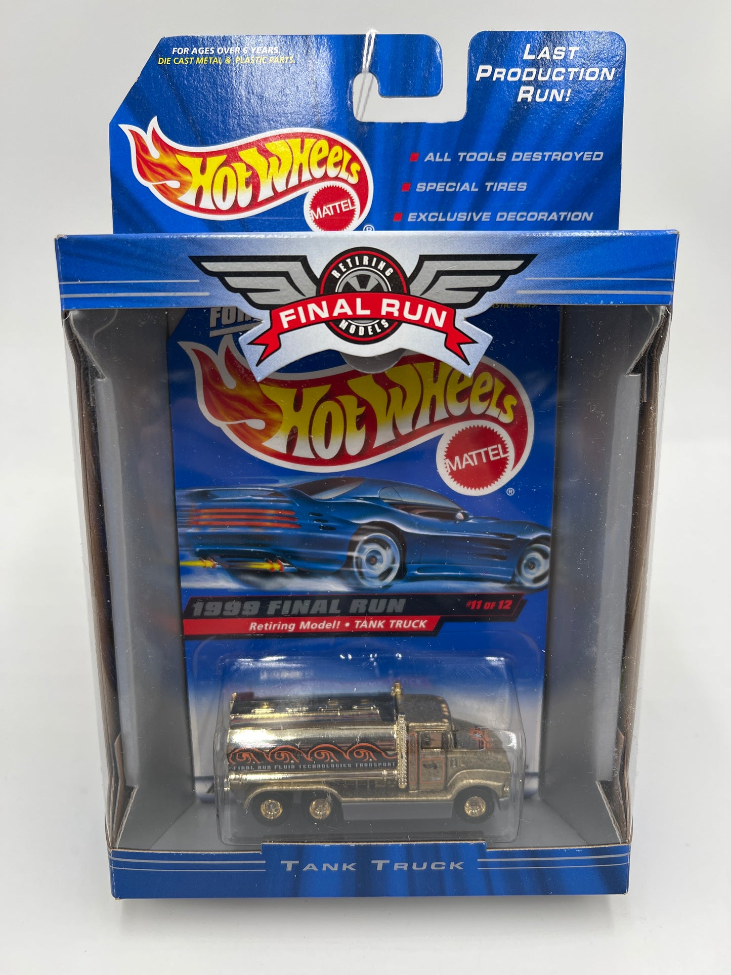 1999 Hot Wheels Final Run #11 Tank Truck Gold W/Real Riders