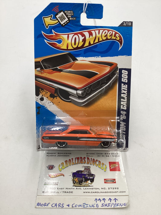 2012 Hot Wheels Muscle Mania Ford #113 Custom 64 Galaxie 500 Orange 32A