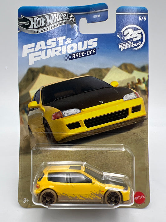 2026 Hot Wheels Silver Series Fast & Furious Race Off #5 Honda Civic EG Yellow