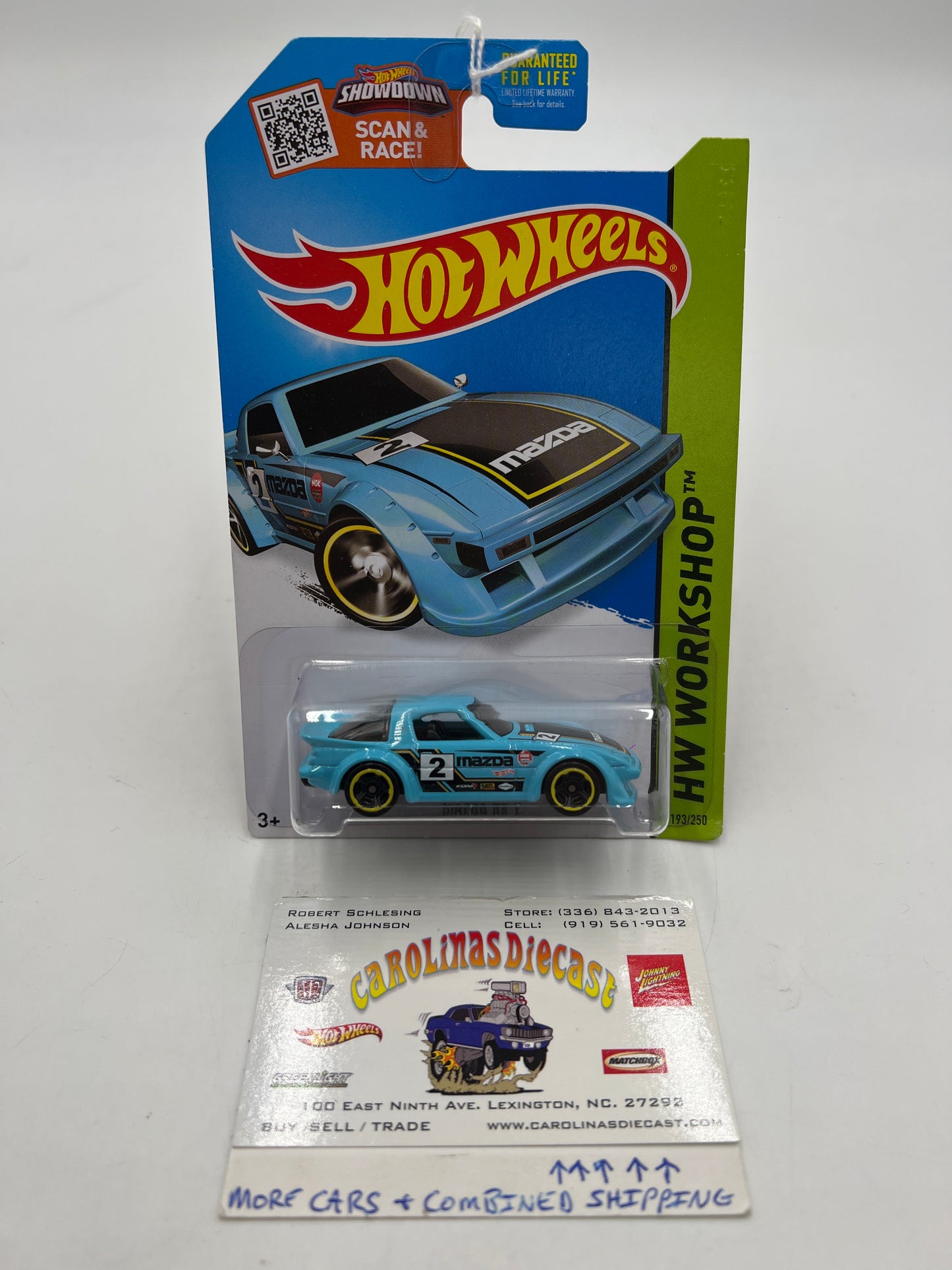 2015 Hot Wheels Workshop #193 Kmart Exclusive Mazda RX7 Light Blue 240B