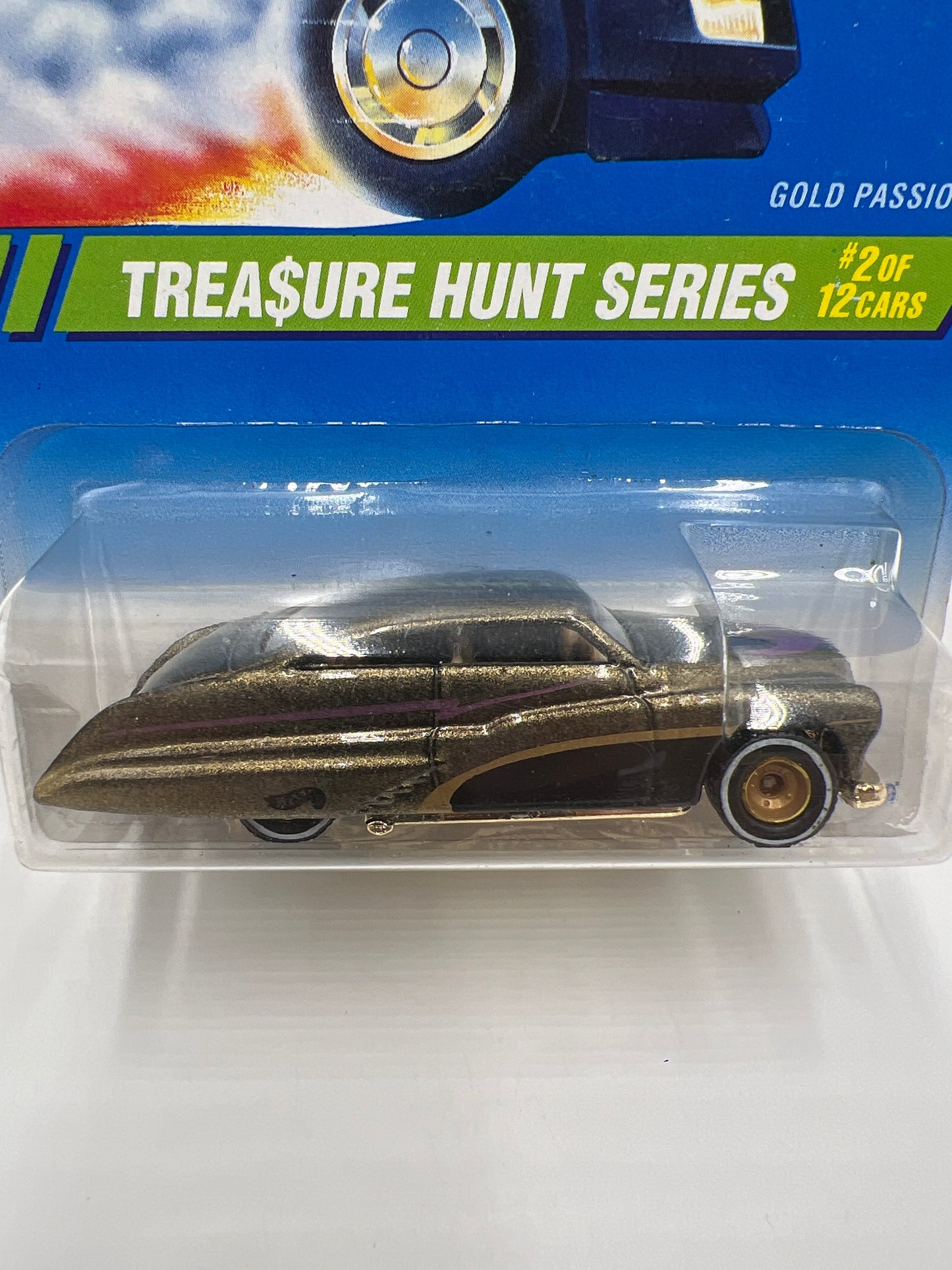 1995 Hot Wheels Treasure Hunt Series #2 Real Riders Gold Passion W/Protector