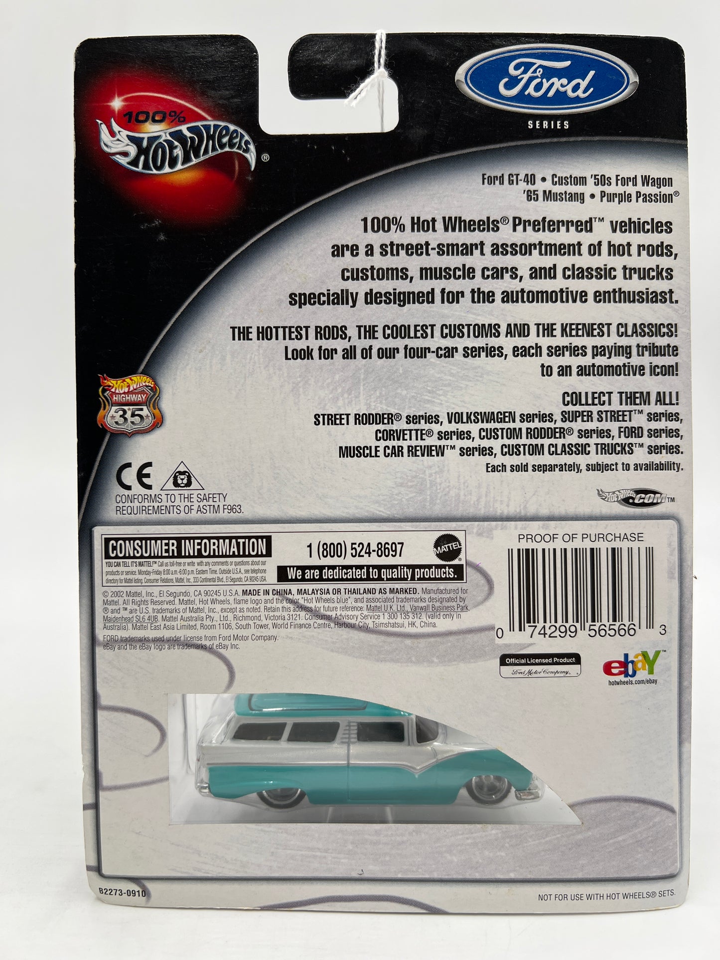 Hot Wheels Premium 100% Ford Series #2 Custom 50s Ford Wagon Blue/White 241B