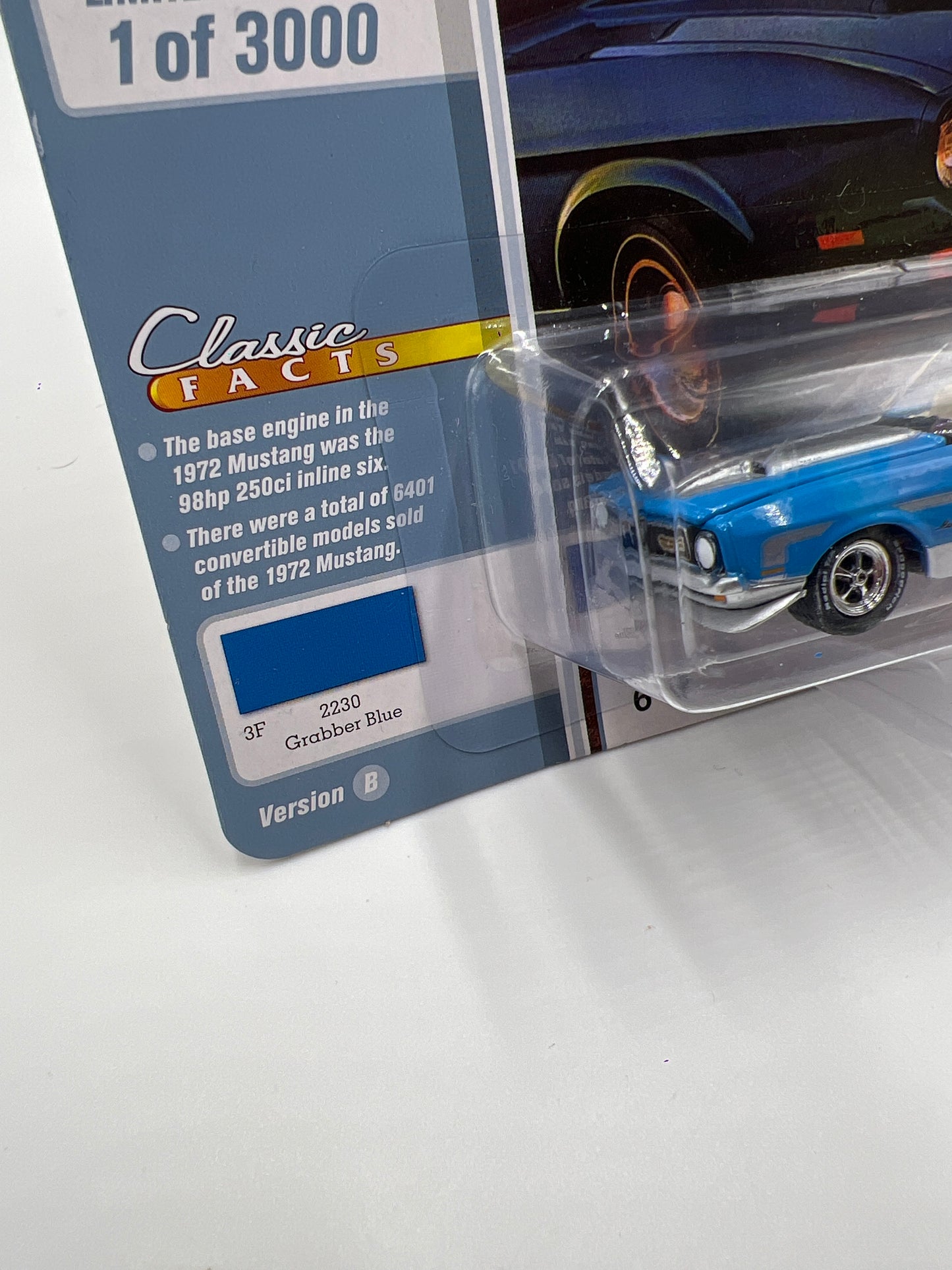 Johnny Lightning Classic Gold Collection Release 1 Version B 1972 Ford Mustang Convertible Grabber Blue 228B