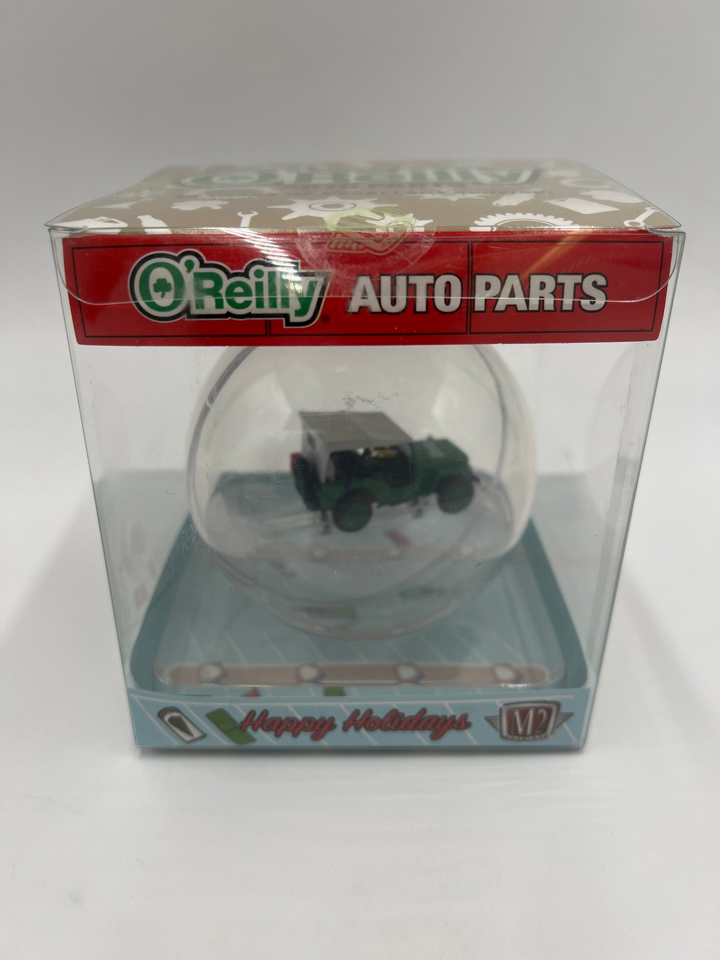 2022 M2 Machines Oreillys Exclusive Holiday Ornaments 1944 Willys MB Jeep Green